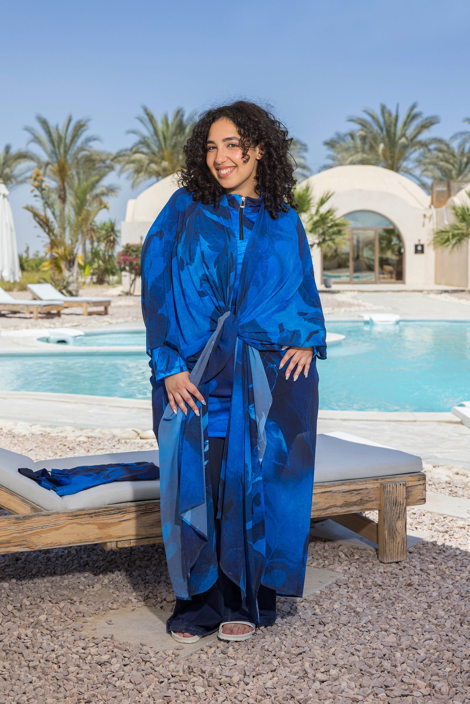 Aqua Bloom Chiffon Kimono