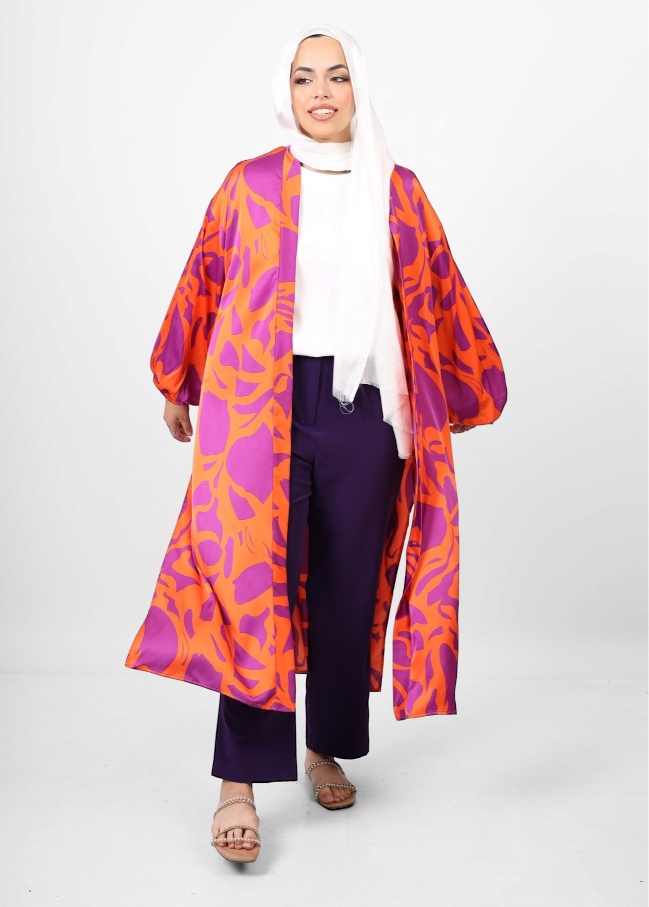 Blossom silk kimono - Orange