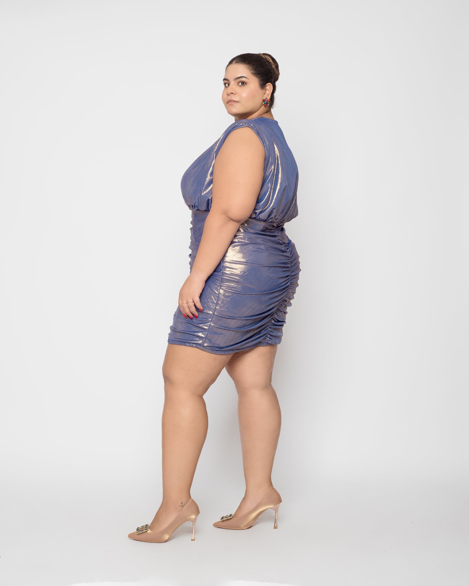 Disco Baby Ruched Dress - Blue Gold