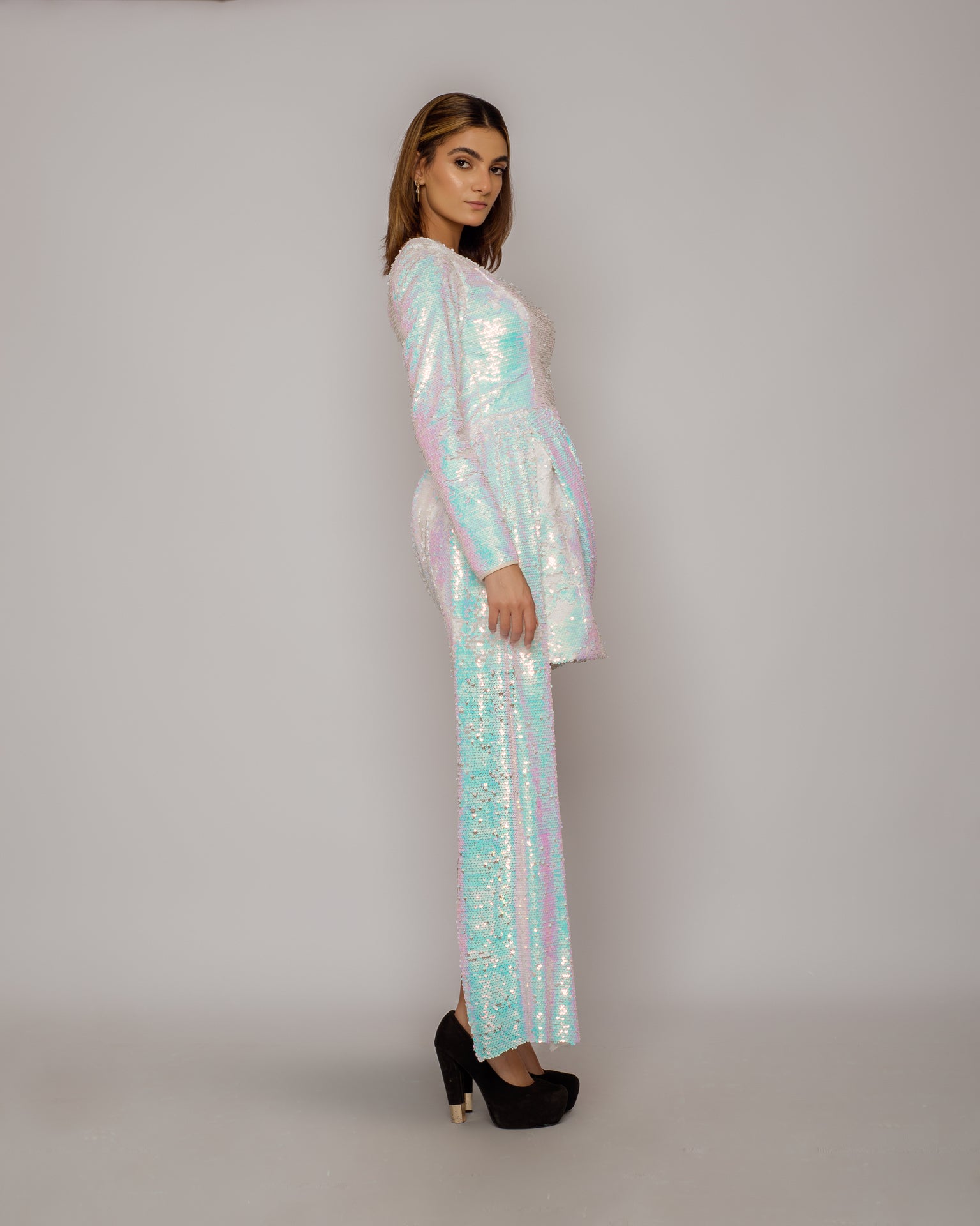 Double sequin dress - white