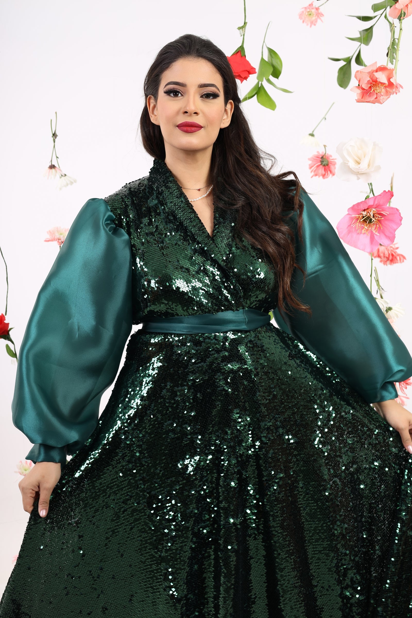 All emerald sequin blazer dress