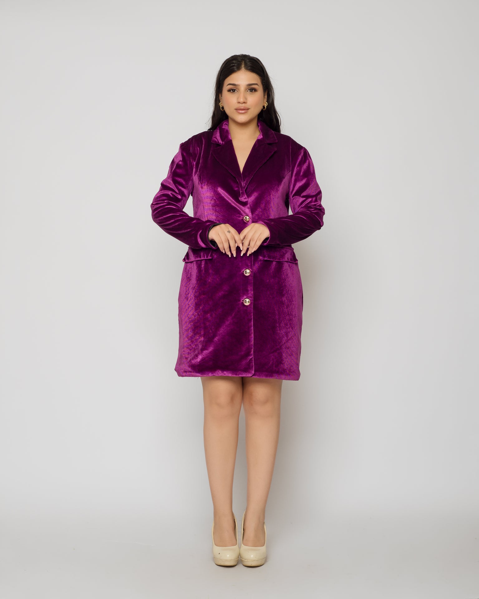 Velvet Blazer dress - Magenta