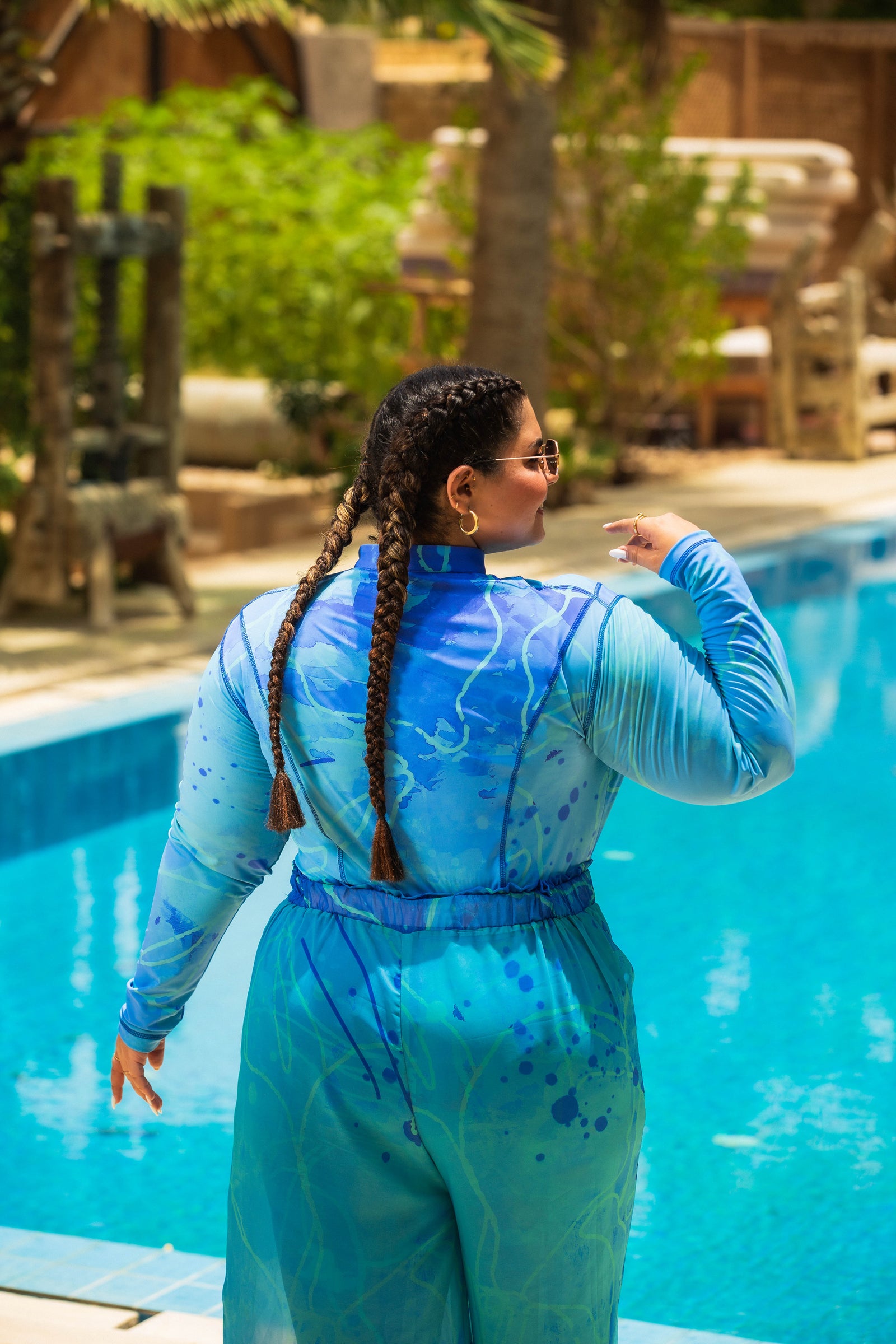 Splash Catsuit Swimsuit Set - Blue