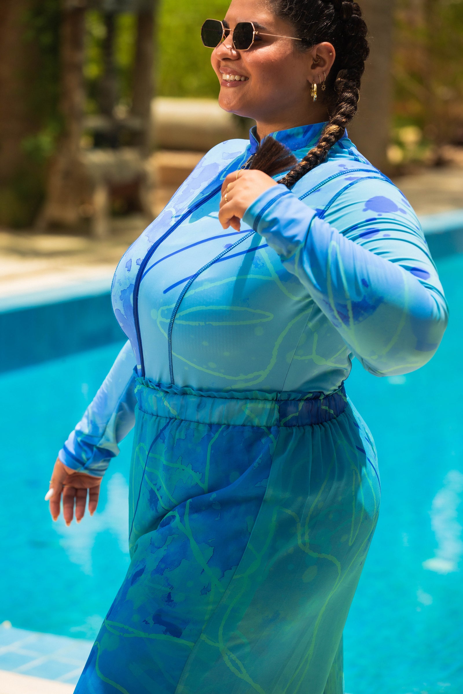 Splash Catsuit Swimsuit Set - Blue