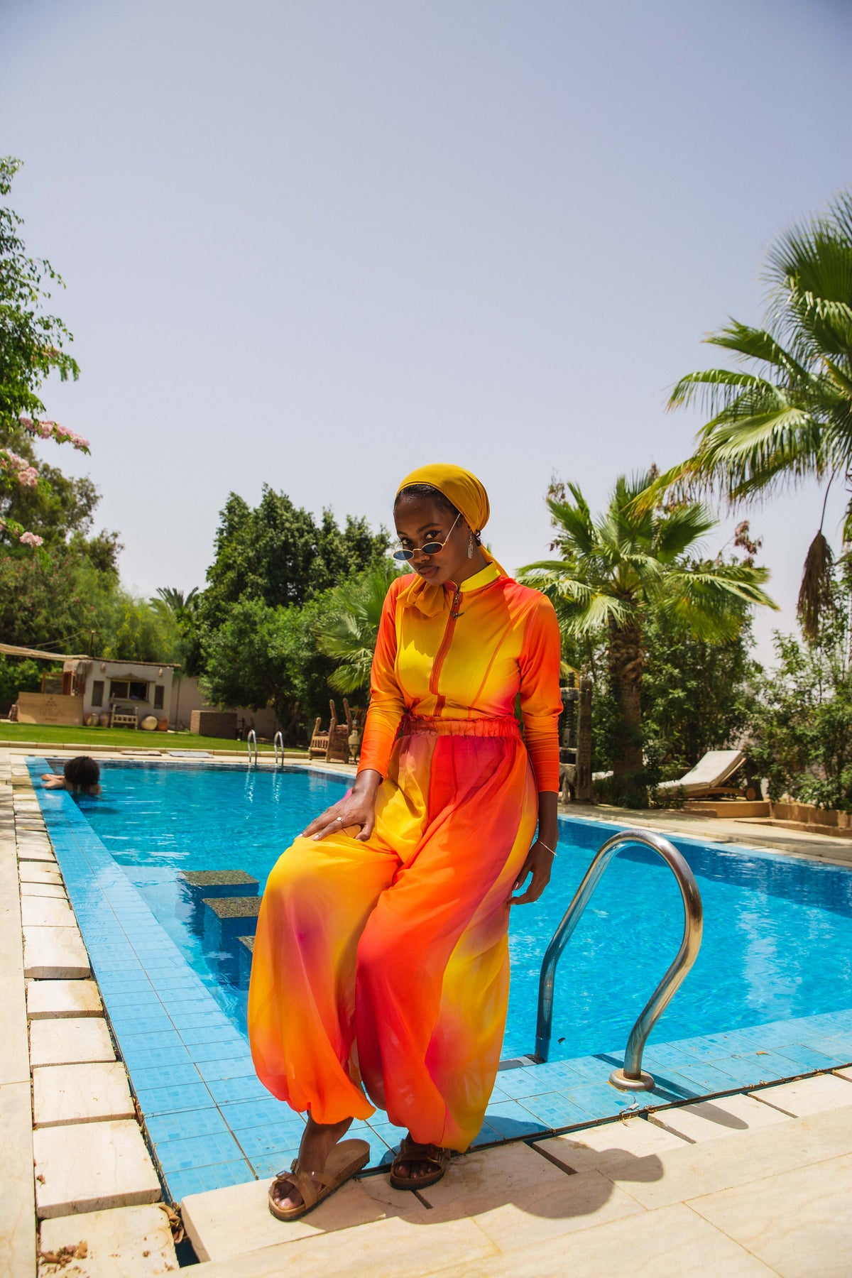 Sun-kissed Gradient Catsuit Swimsuit Set