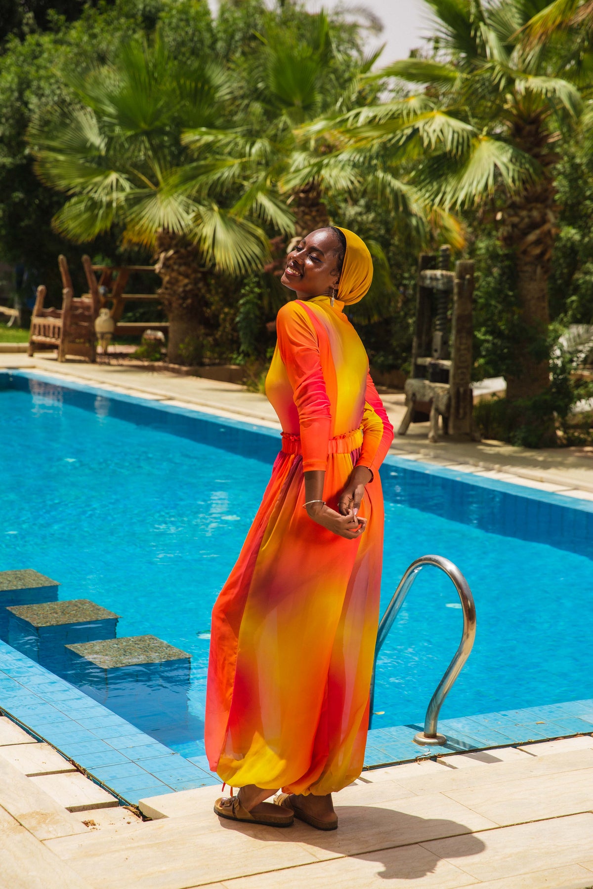 Sun-kissed Gradient Catsuit Swimsuit Set