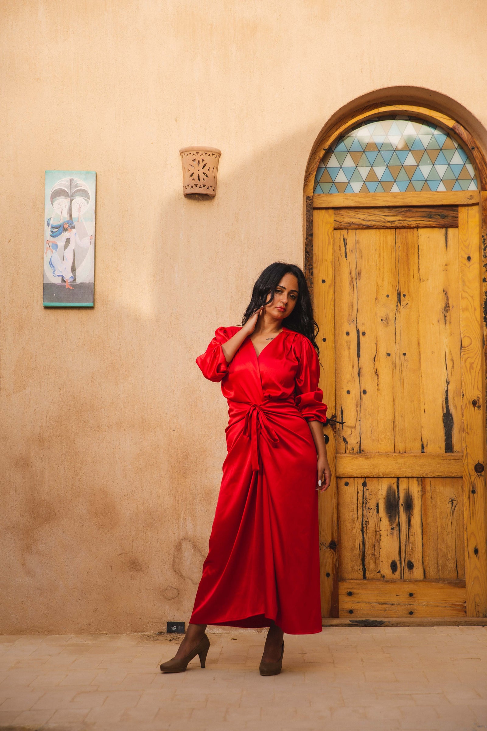 The Royal Satin wrap dress - Red