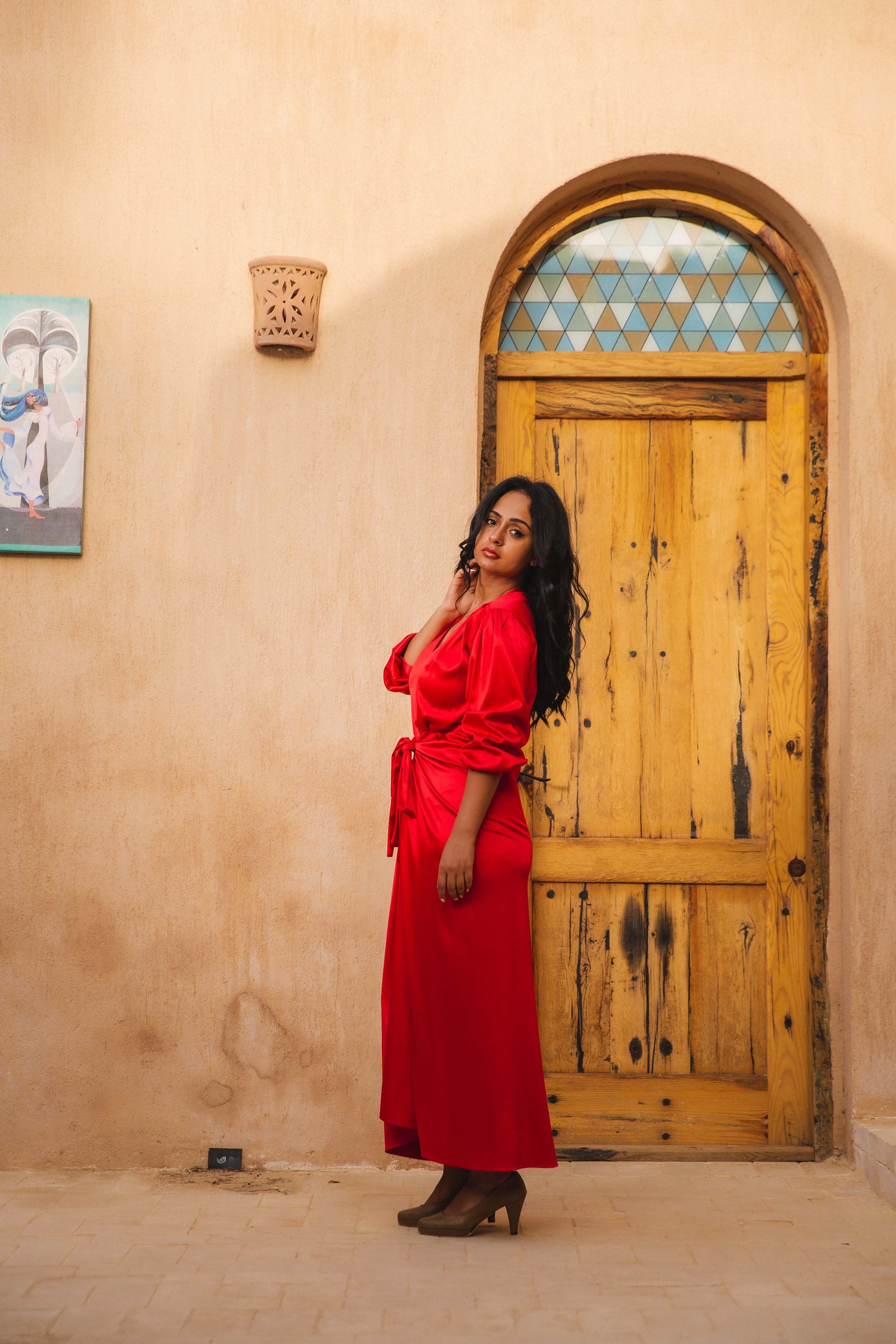 The Royal Satin wrap dress - Red
