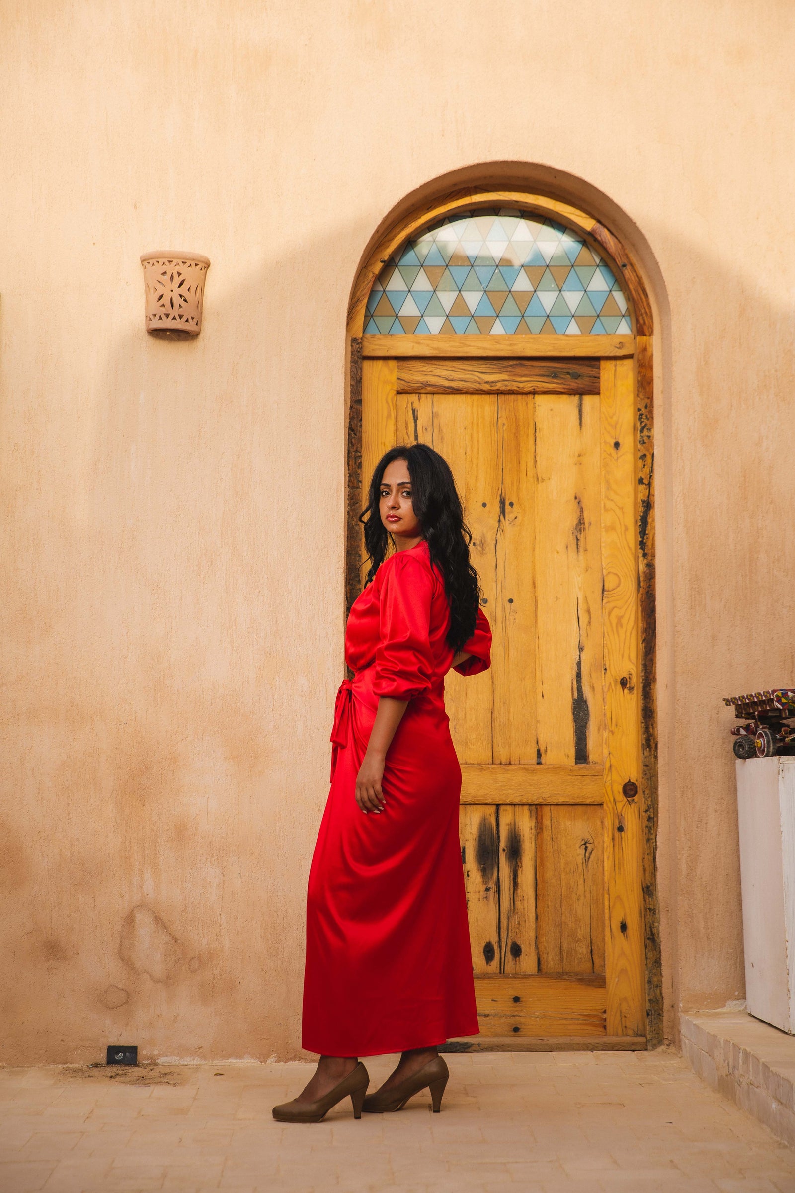 The Royal Satin wrap dress - Red