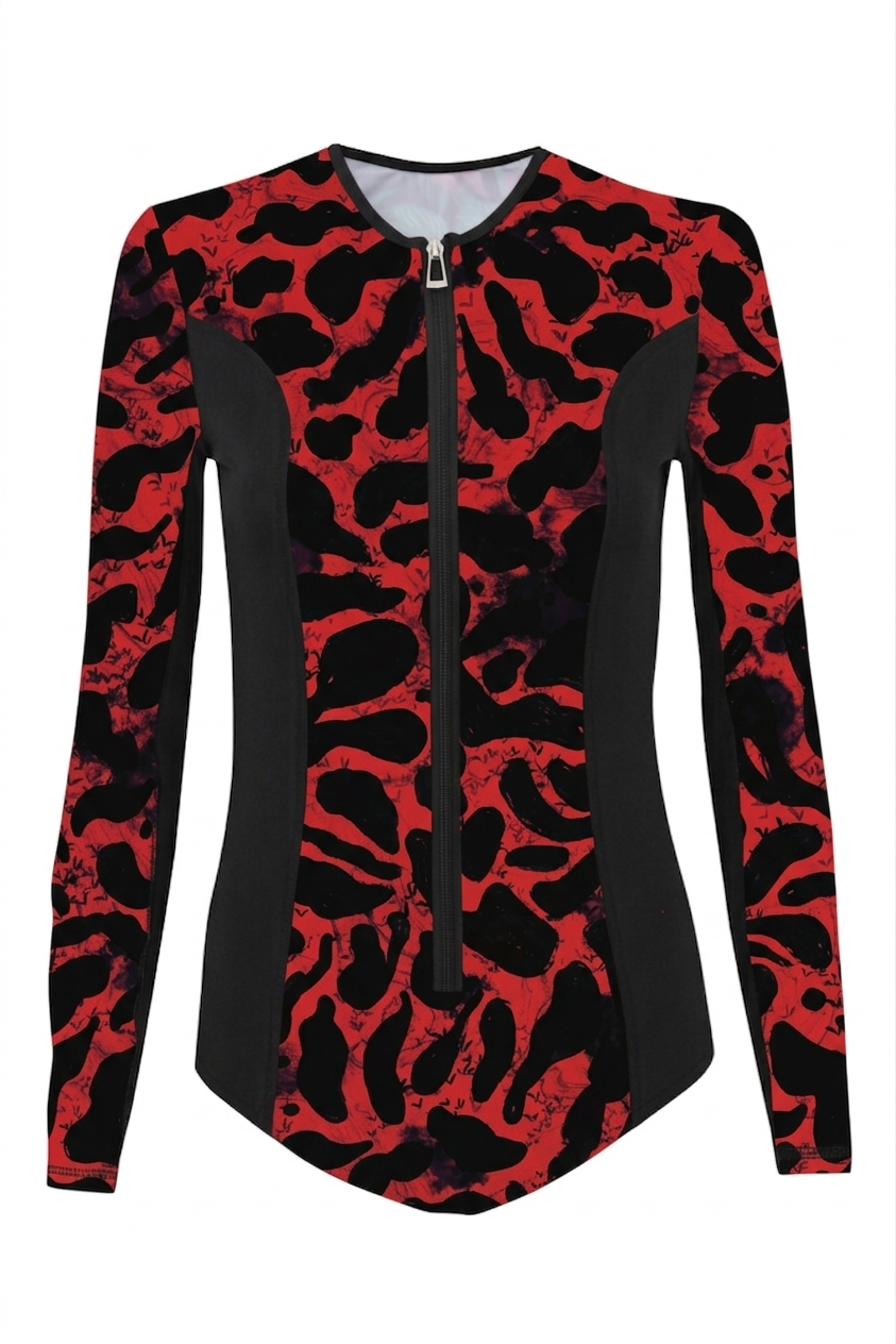Red Leo Cutout Bodysuit