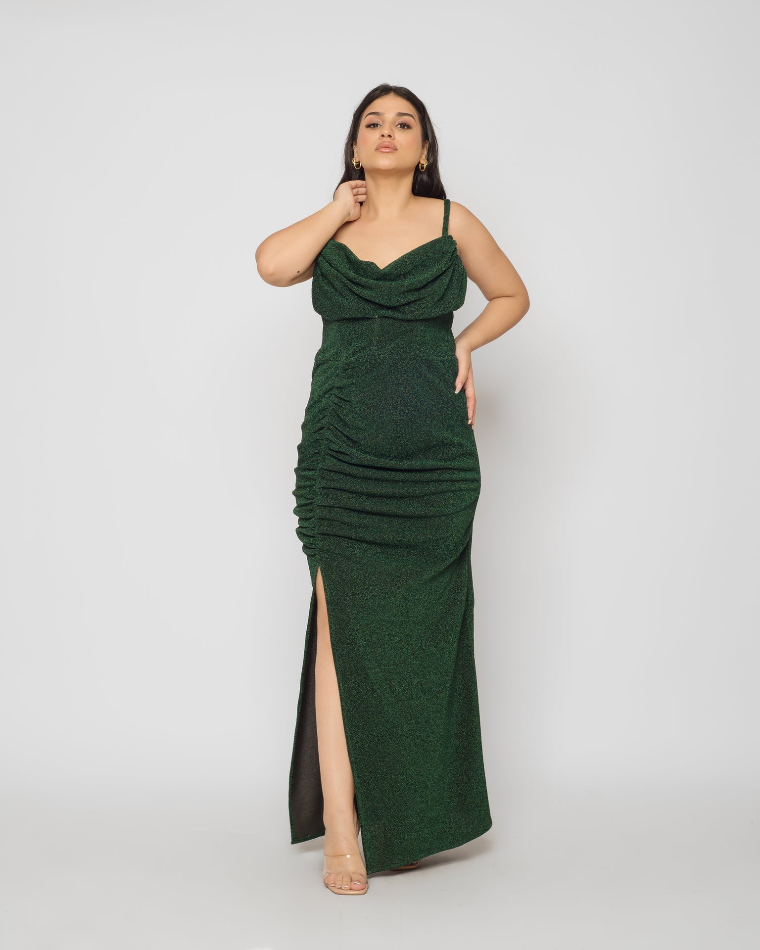 Babe Maxi dress Ruched skirt - Emerald green
