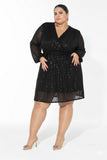 Glow Sequin Wrap Dress - black