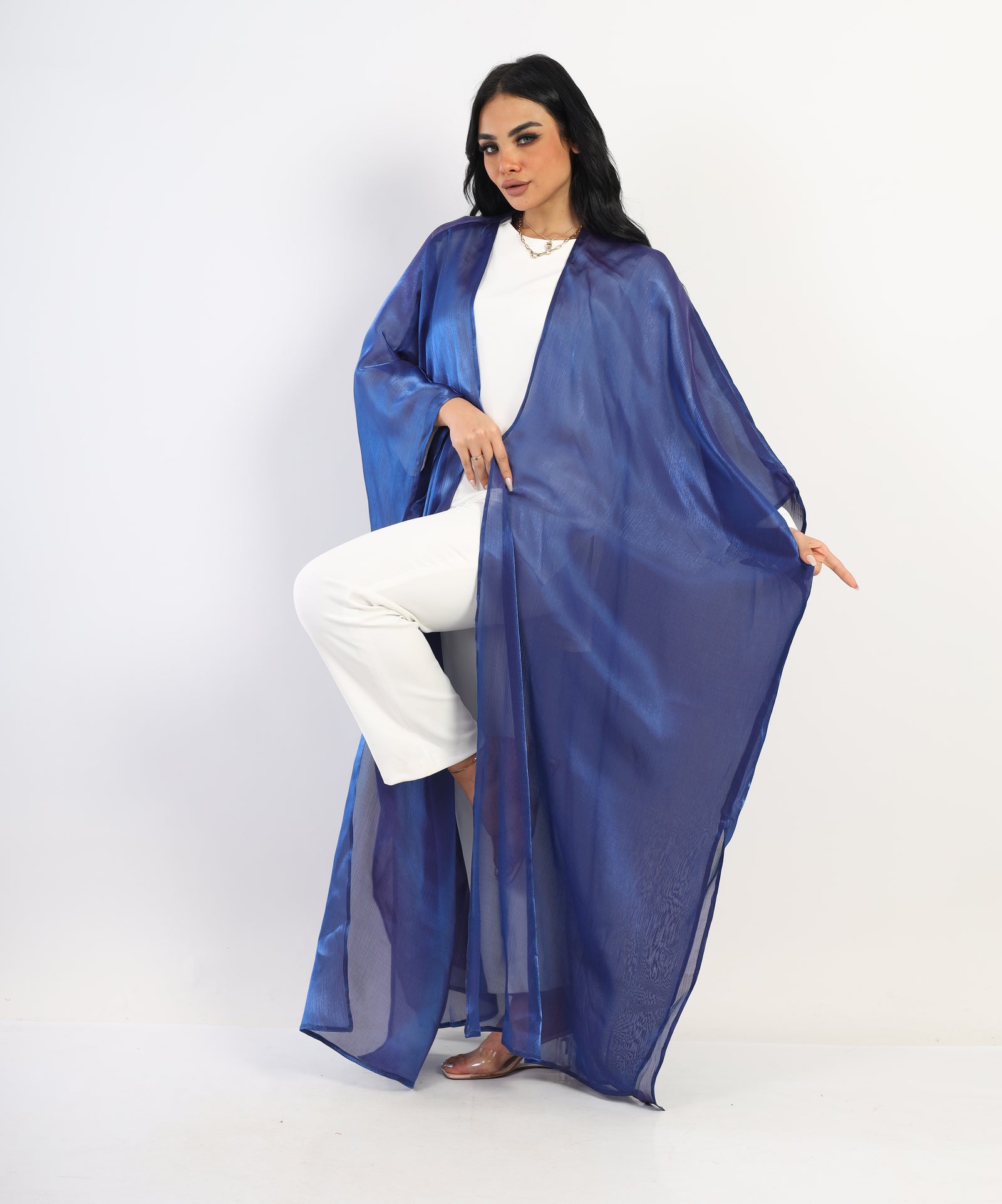 Organza Shimmer Saudi kimono - Blue