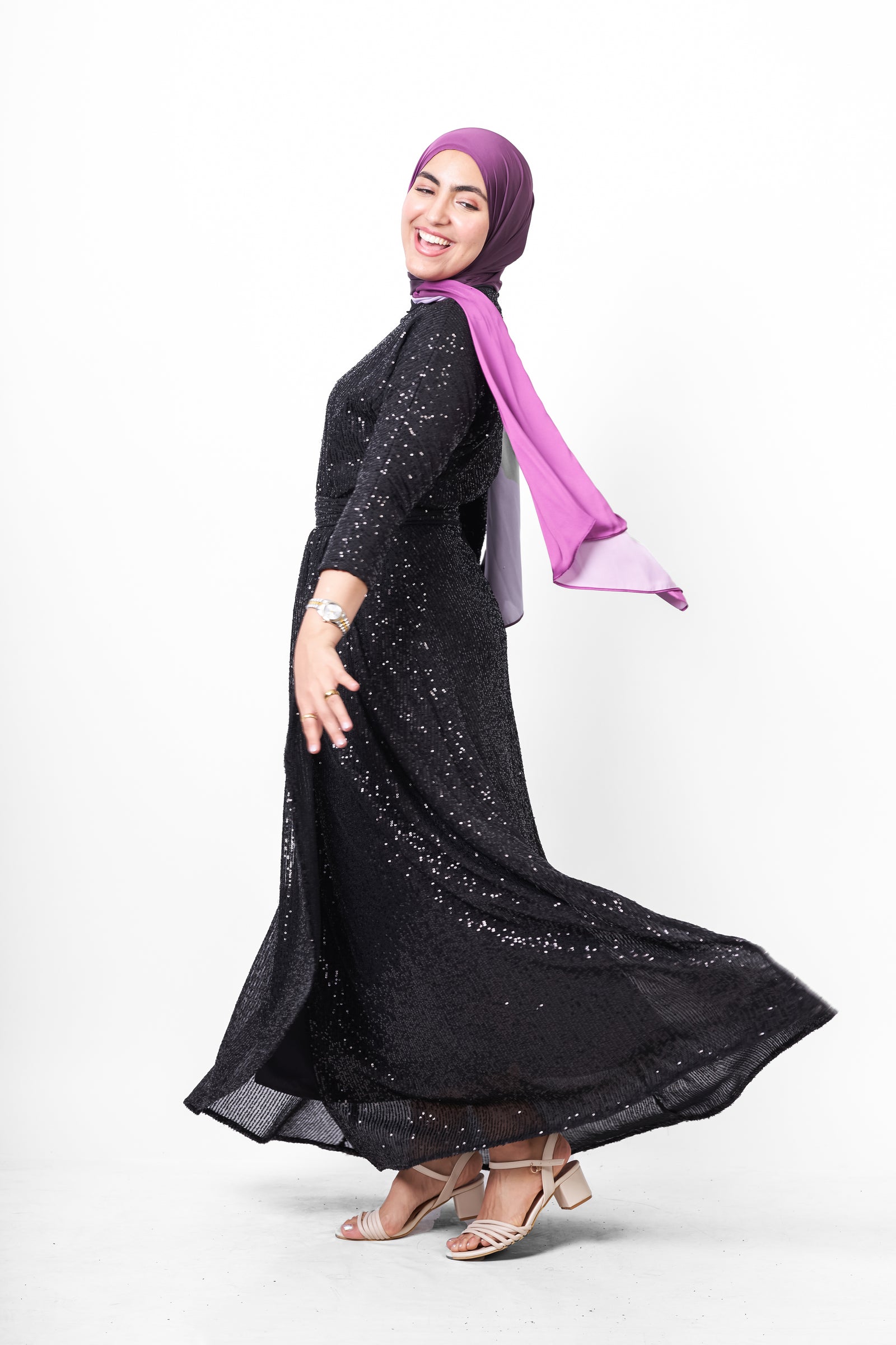 Sequin Soiree Dress - Black