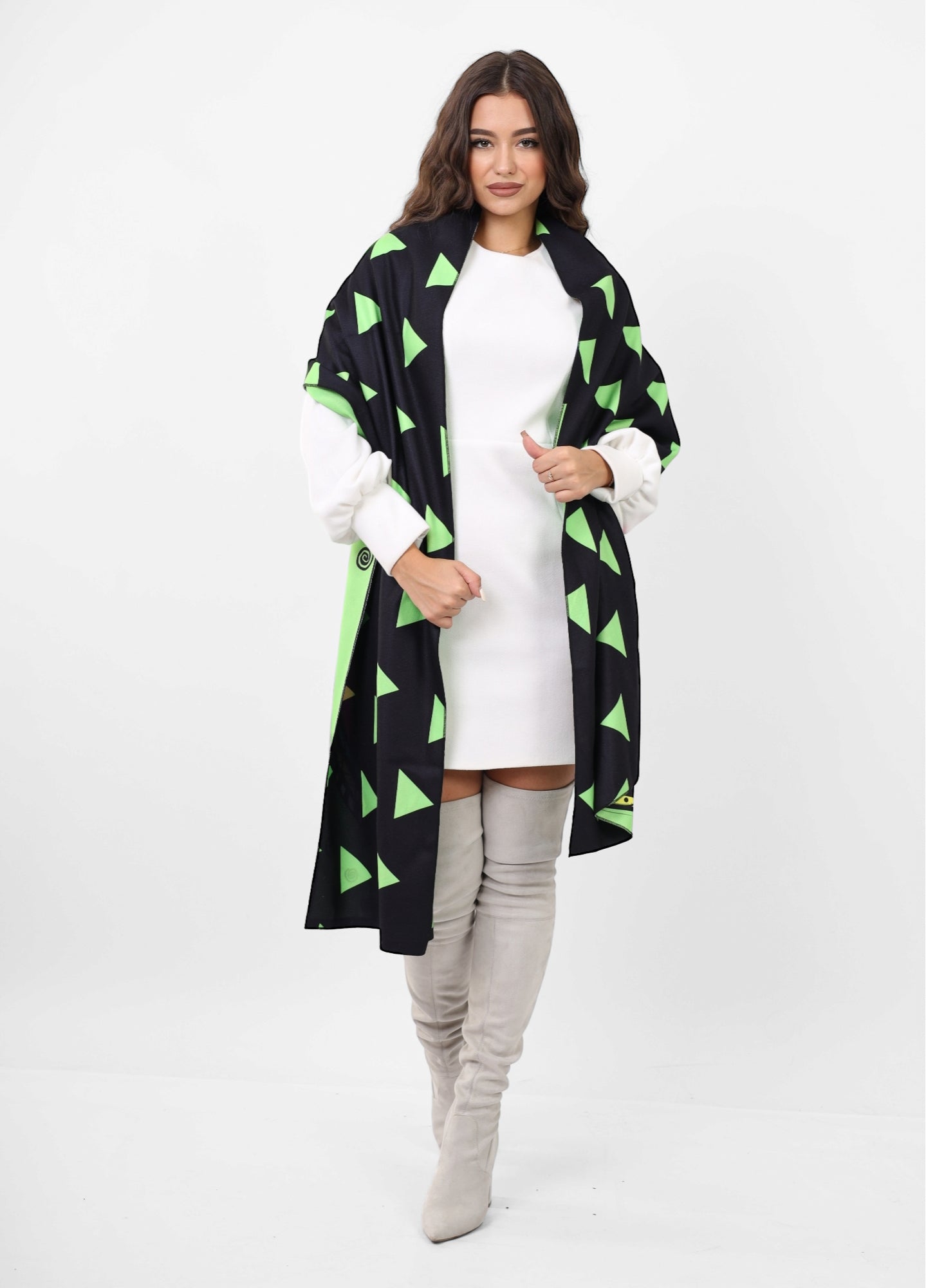 Double face wool Shawl - Neon