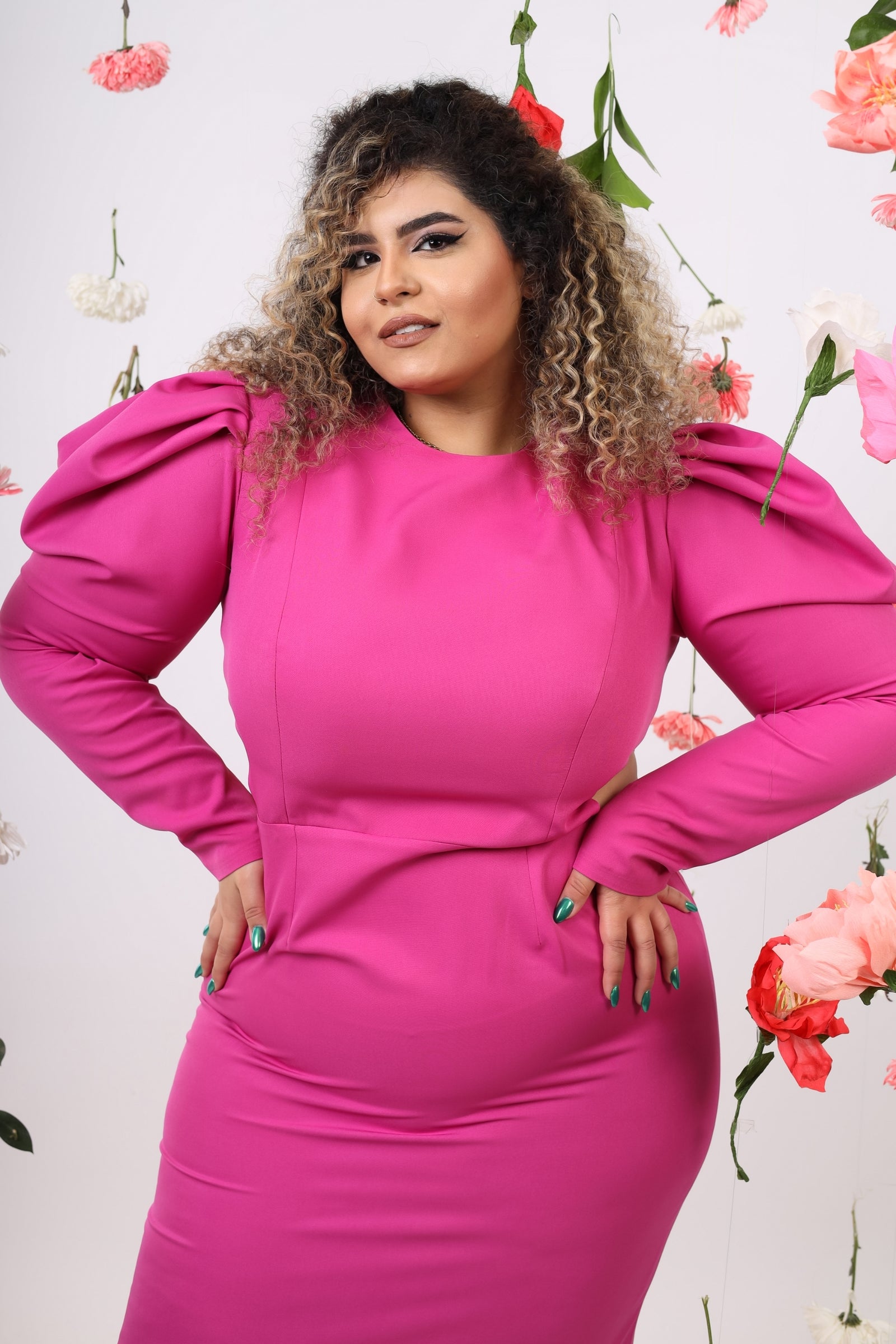 Volumious Puff sleeve dress- Pink