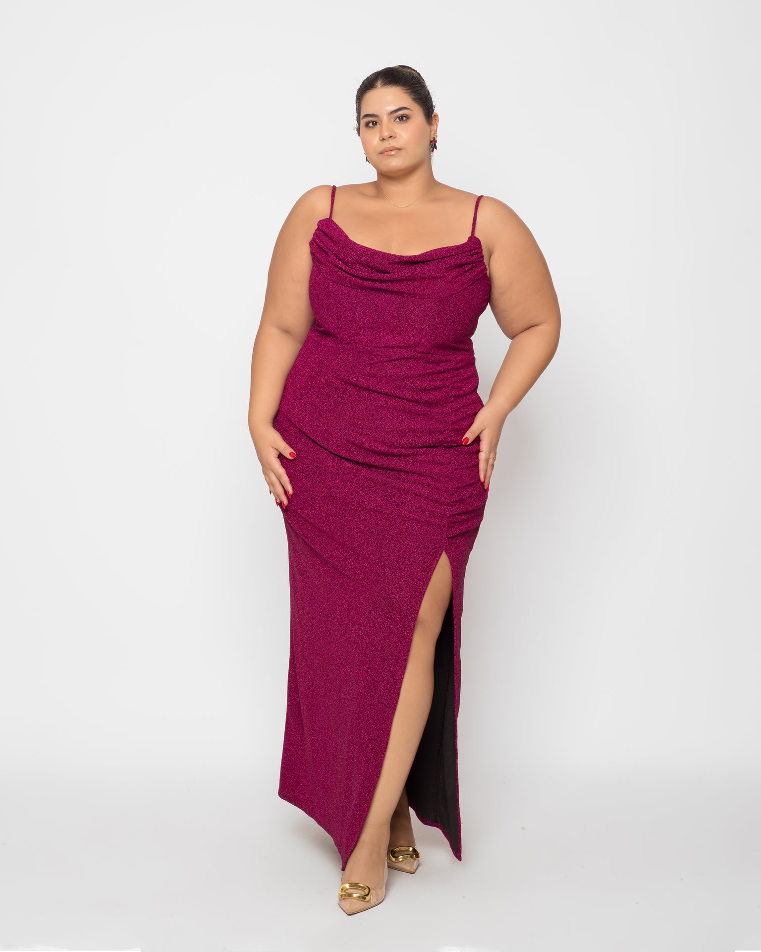 Babe Maxi dress Ruched skirt - Magenta
