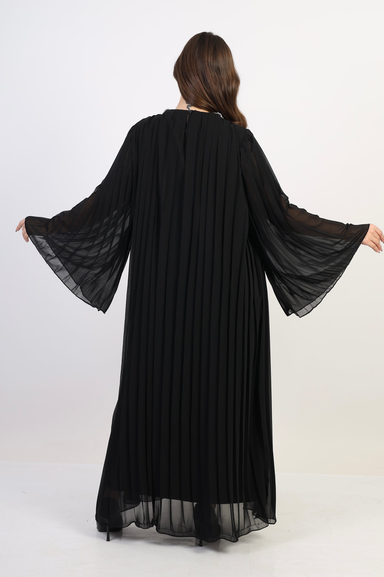 Pleated chiffon dress - Black