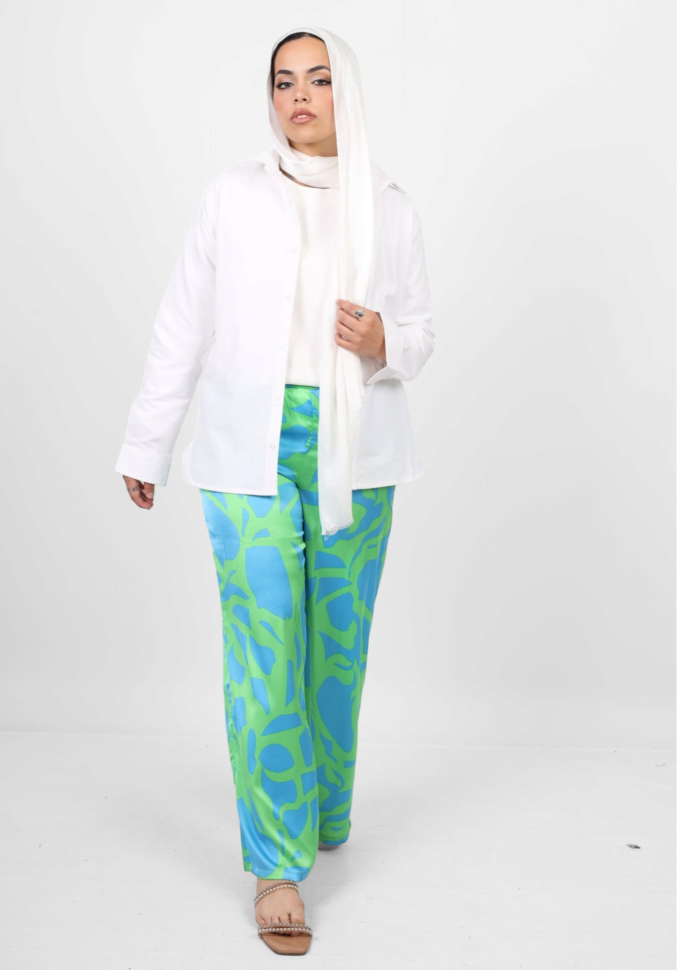 The blossom silk pants - green
