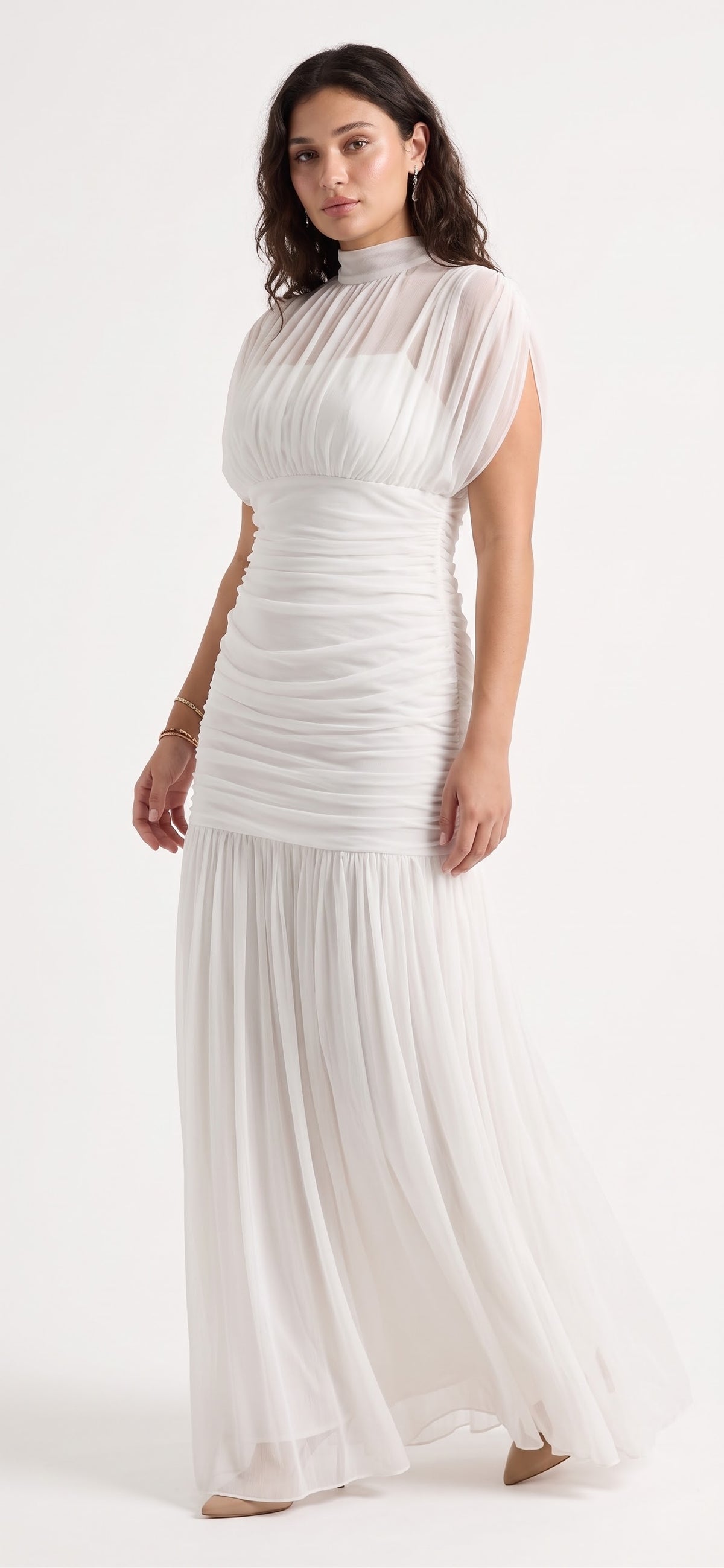 Nour Tiered Maxi - white