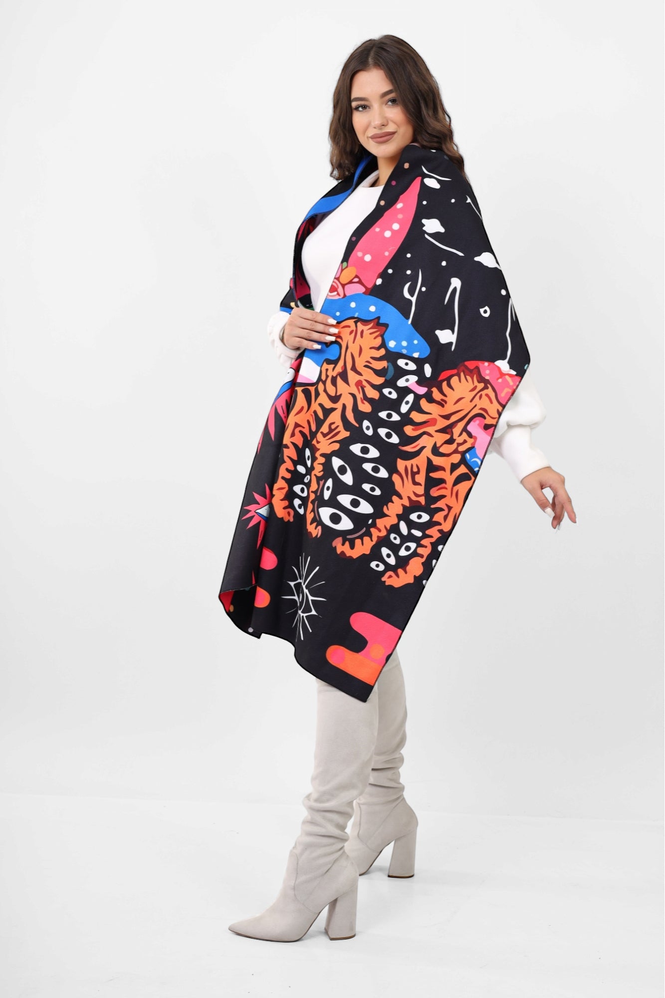 Double face wool Shawl - Black