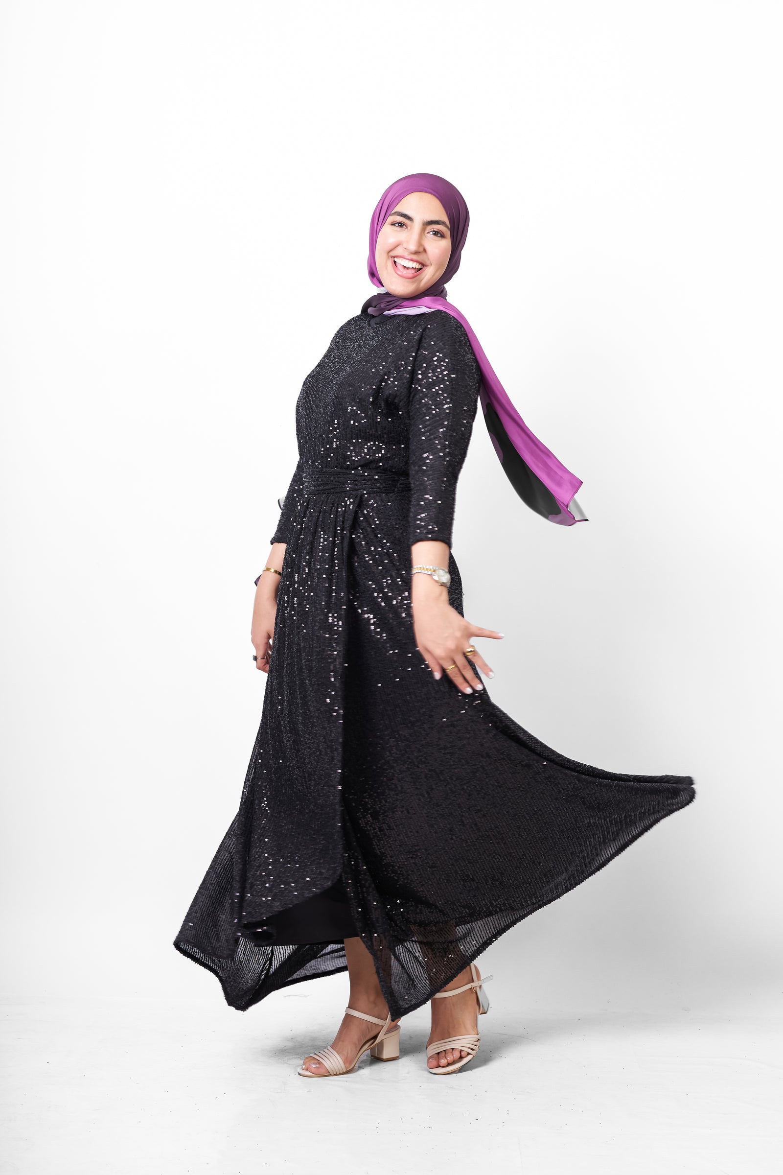 Sequin Soiree Dress - Black