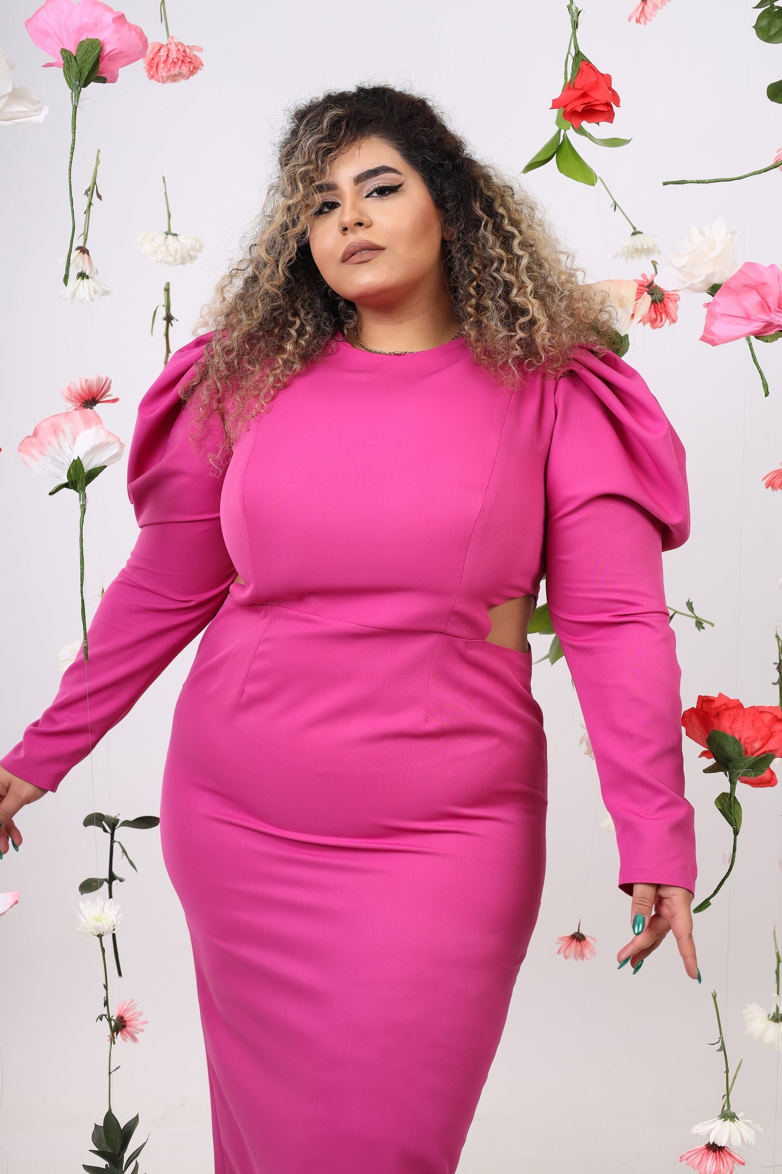Volumious Puff sleeve dress- Pink