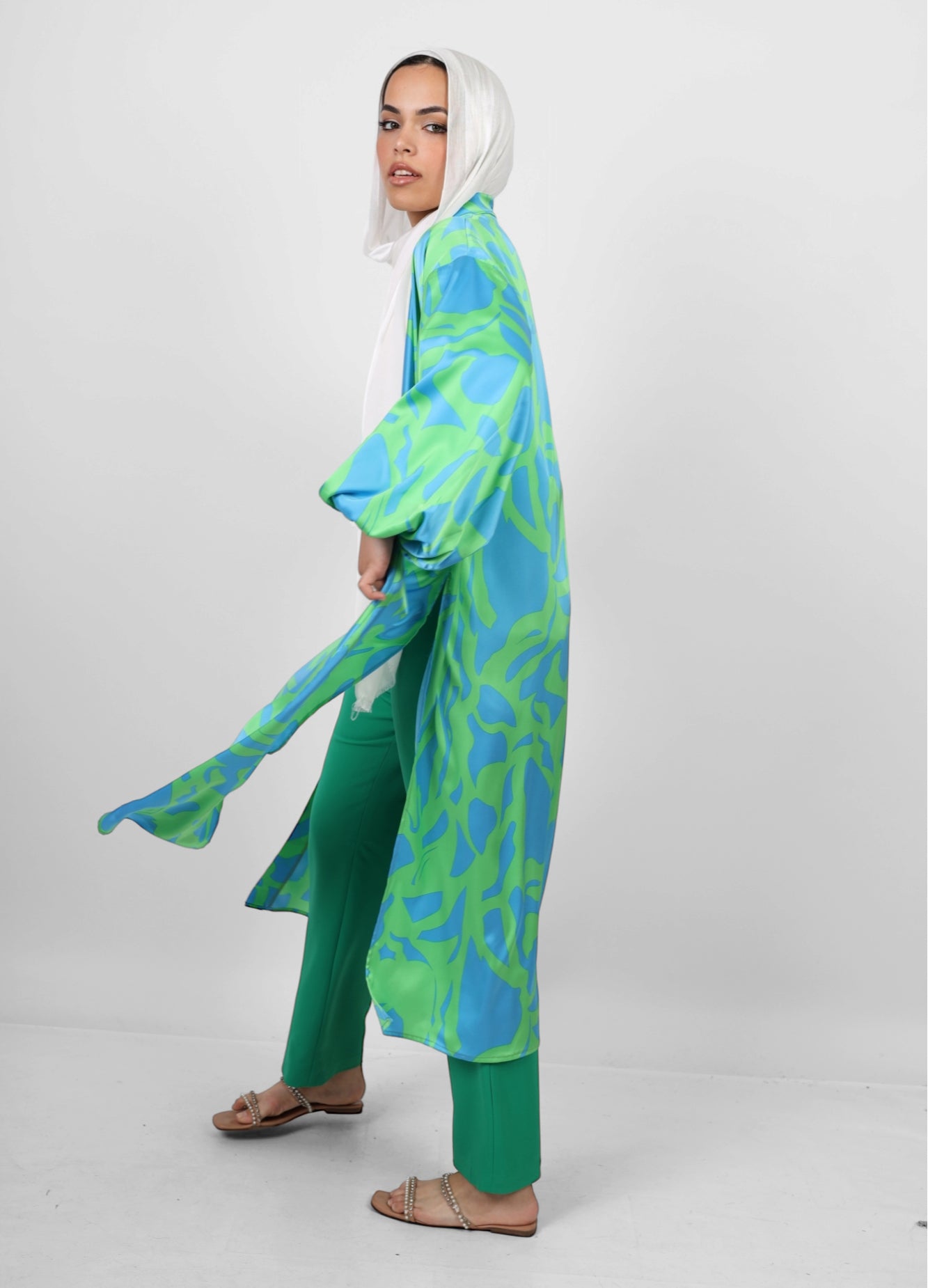 Blossom silk kimono - Green