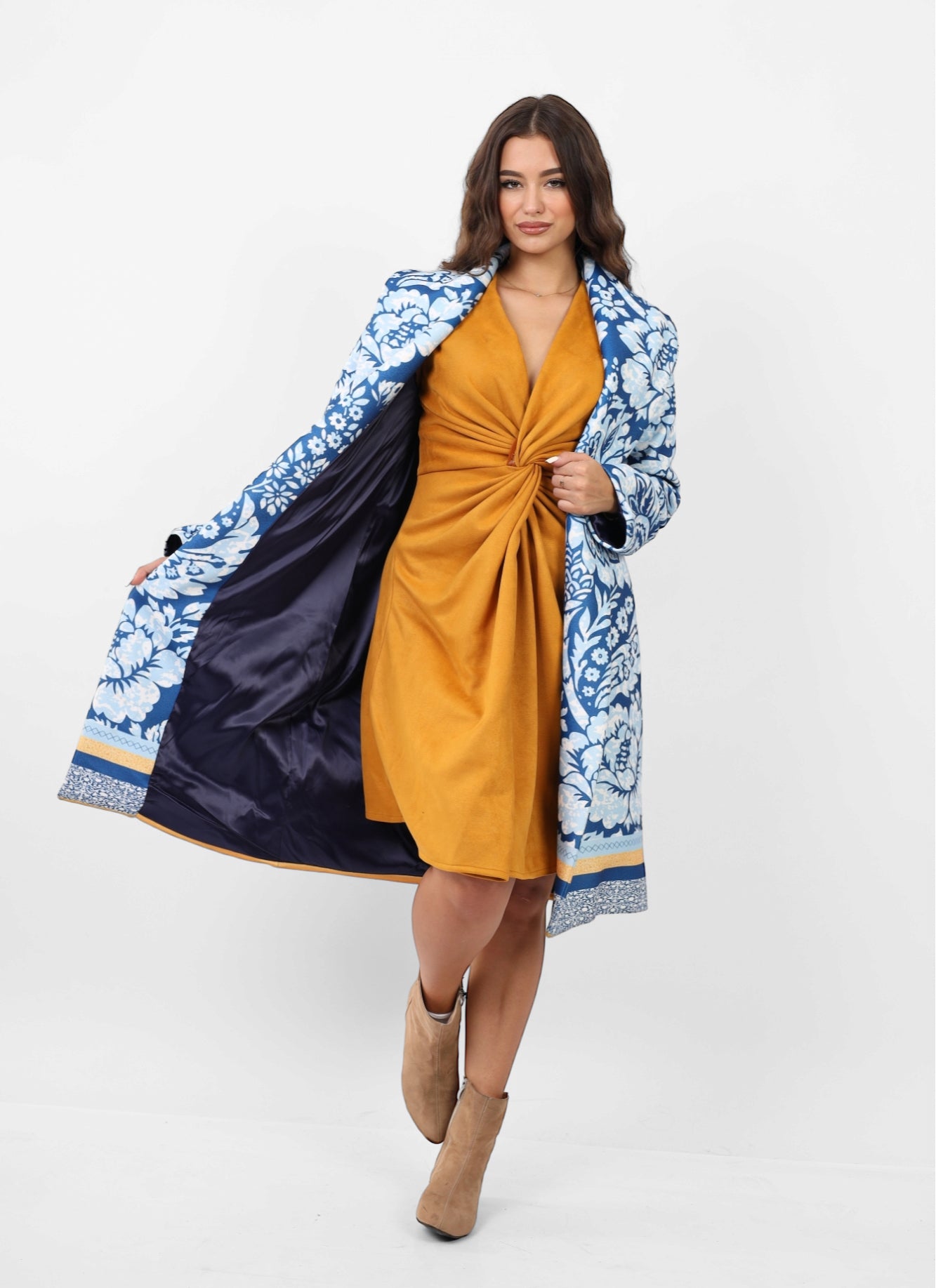 The leaves Wool Coat - Blue