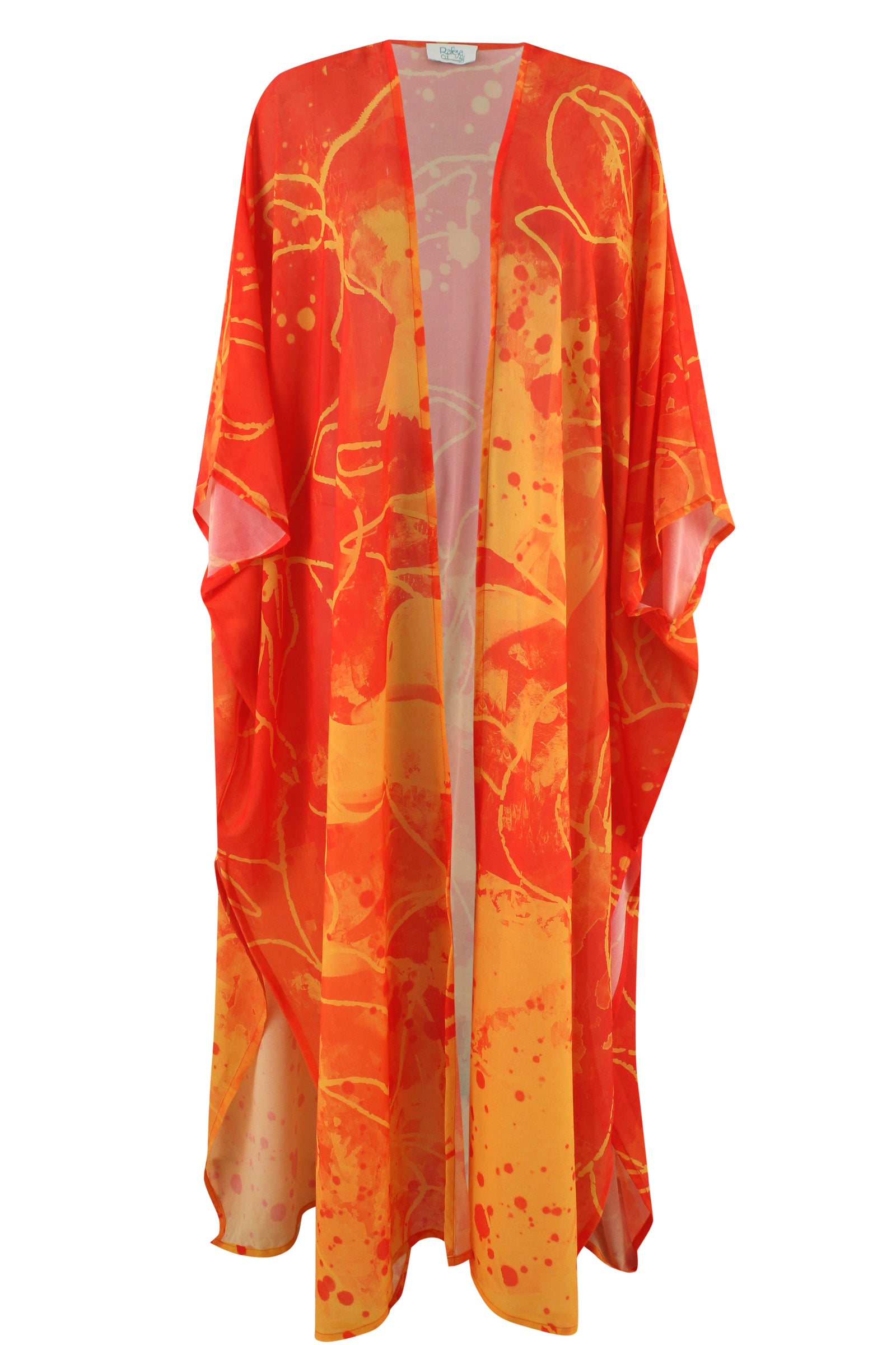Orange splash Chiffon Kimono