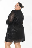 Glow Sequin Wrap Dress - black