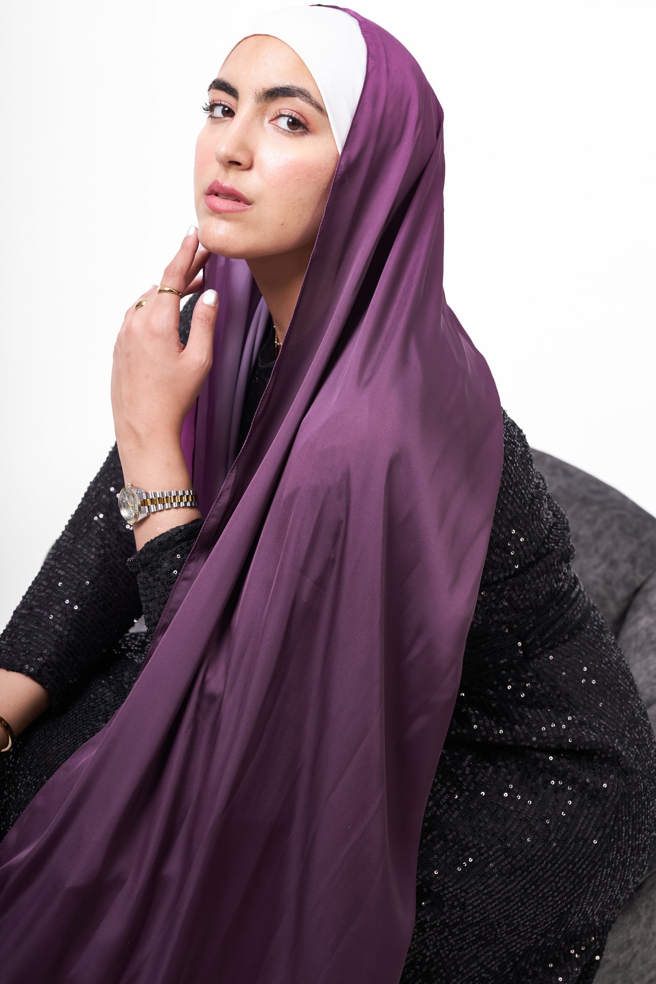 Plain Ombre Scarf - Purple