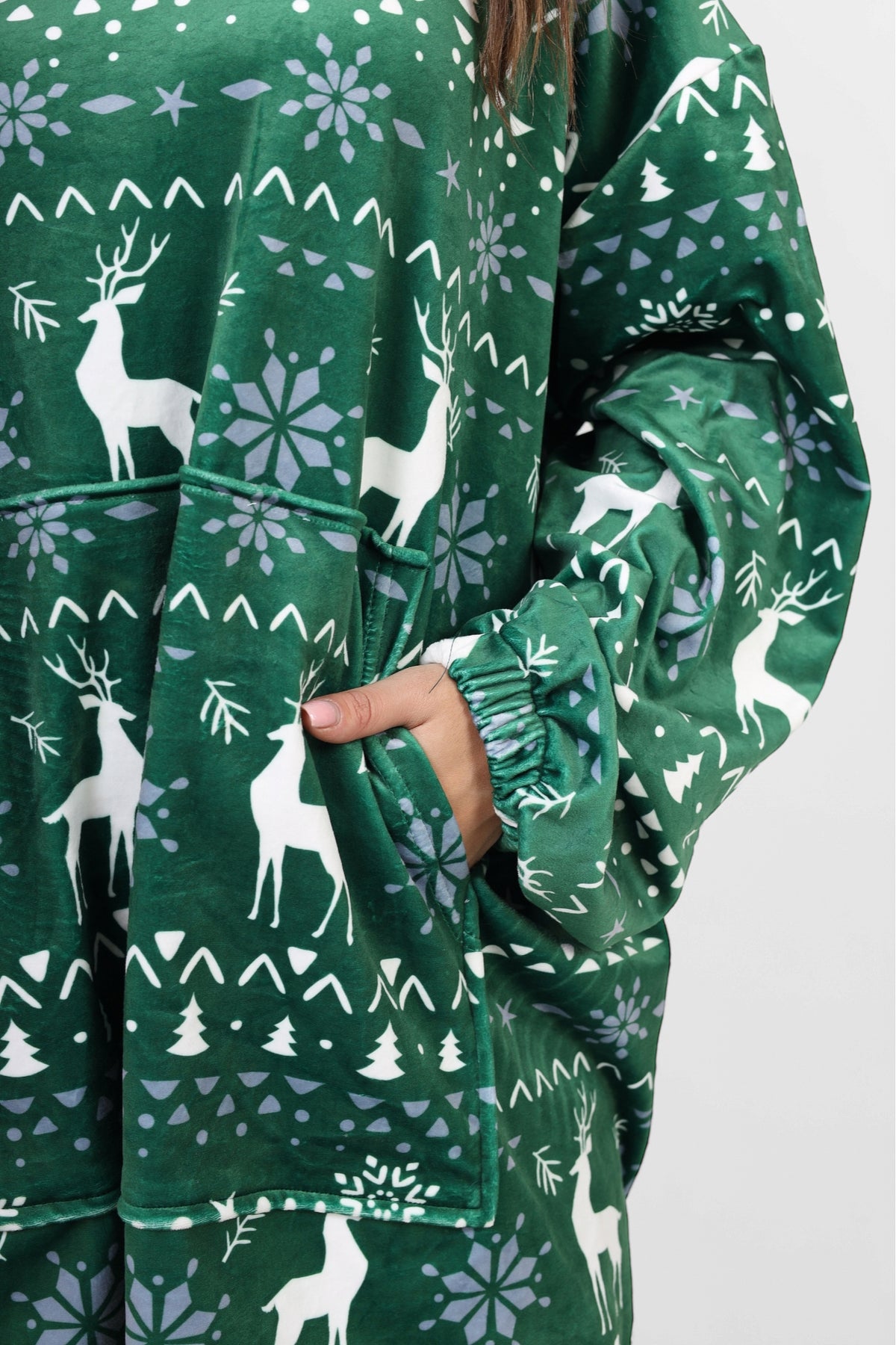 Eva blanket satin hoodie- Green