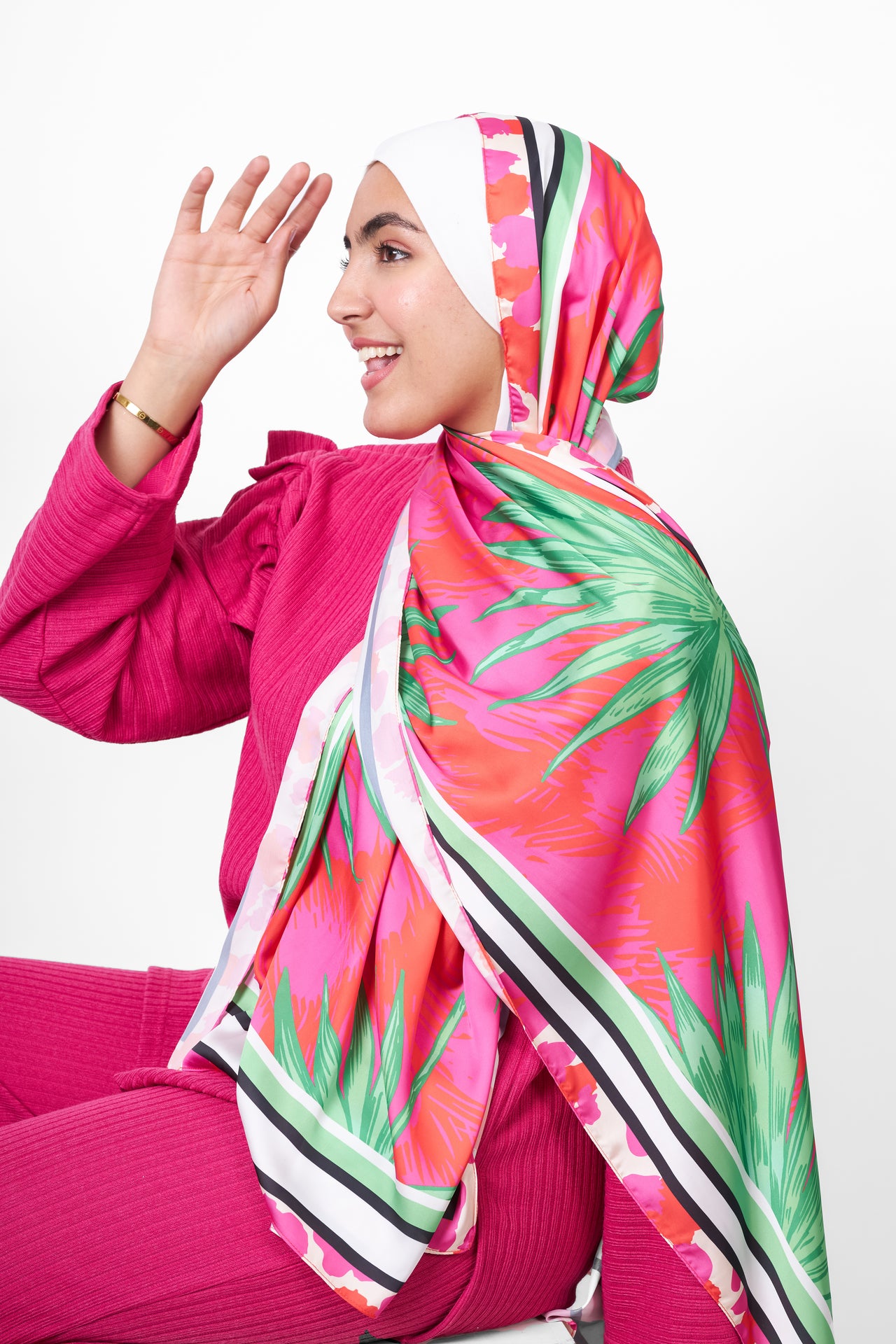 The Blossom Satin Scarf - Pink