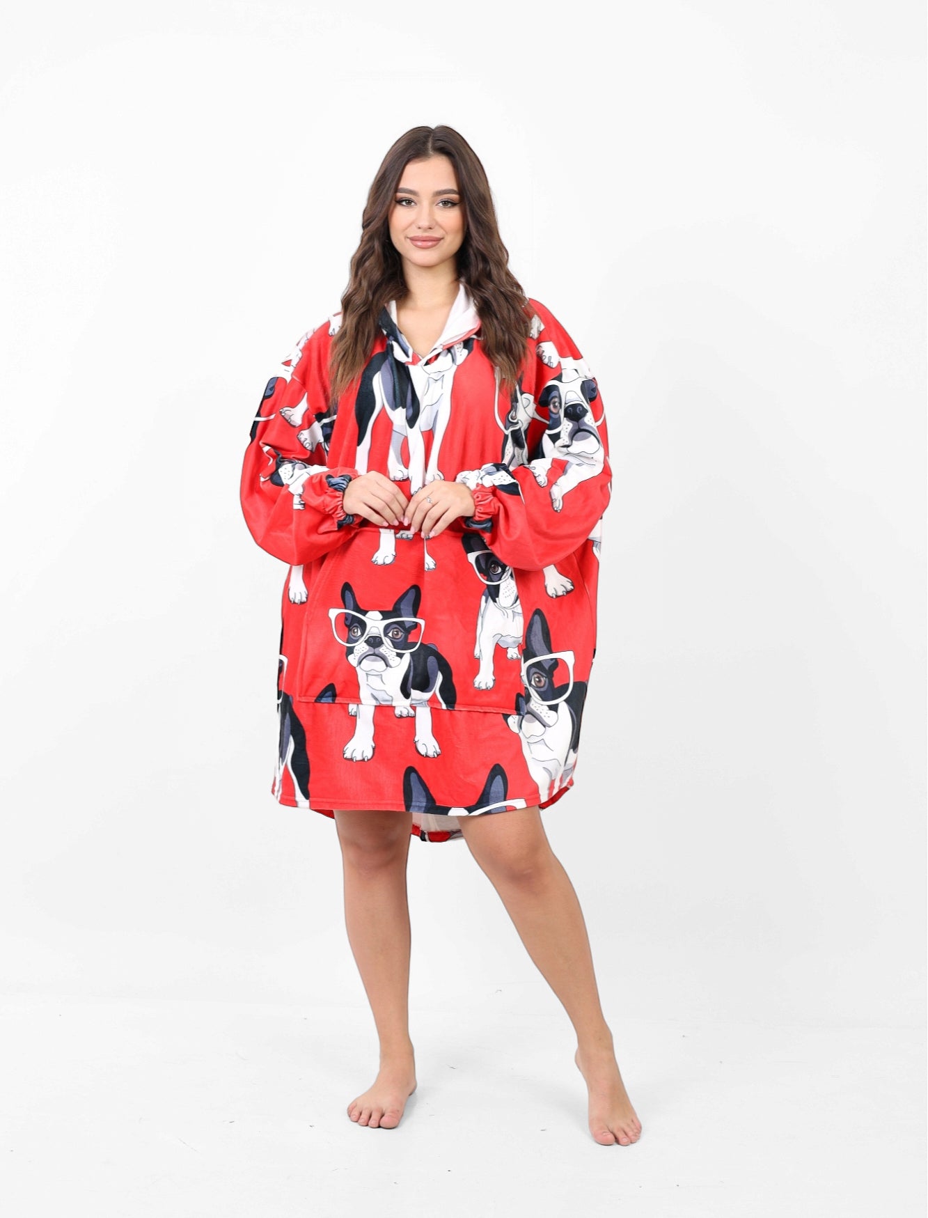 The pug hoodie blanket - Red
