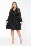 Glow Sequin Wrap Dress - black