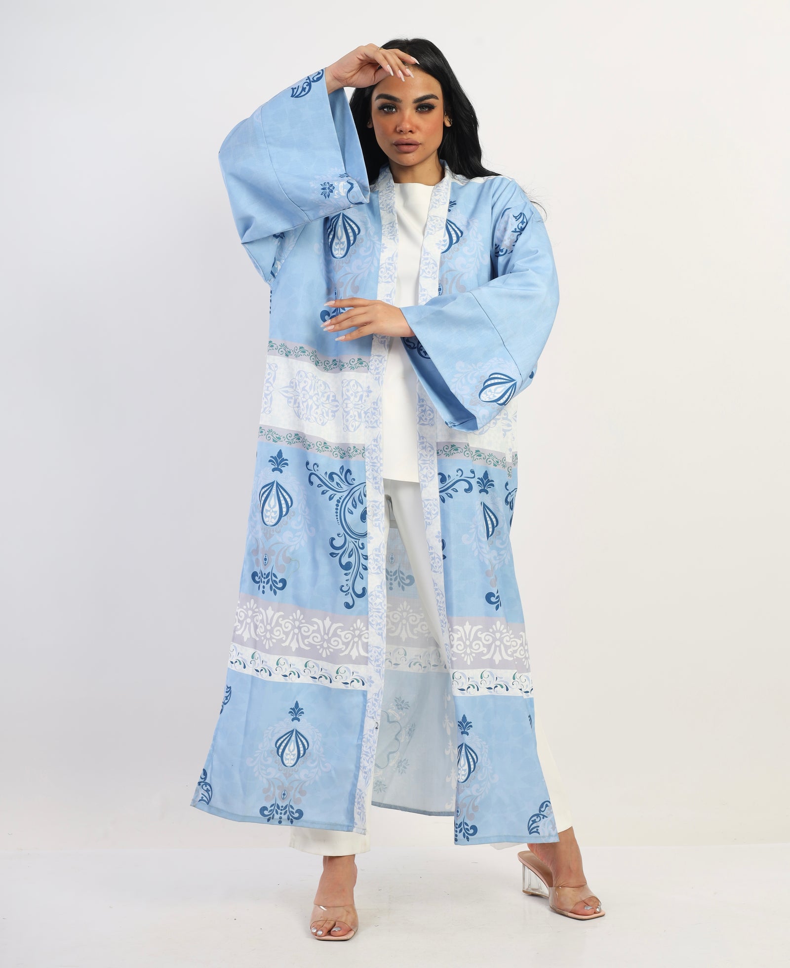 Lotus Linen Abaya kimono - Baby blue