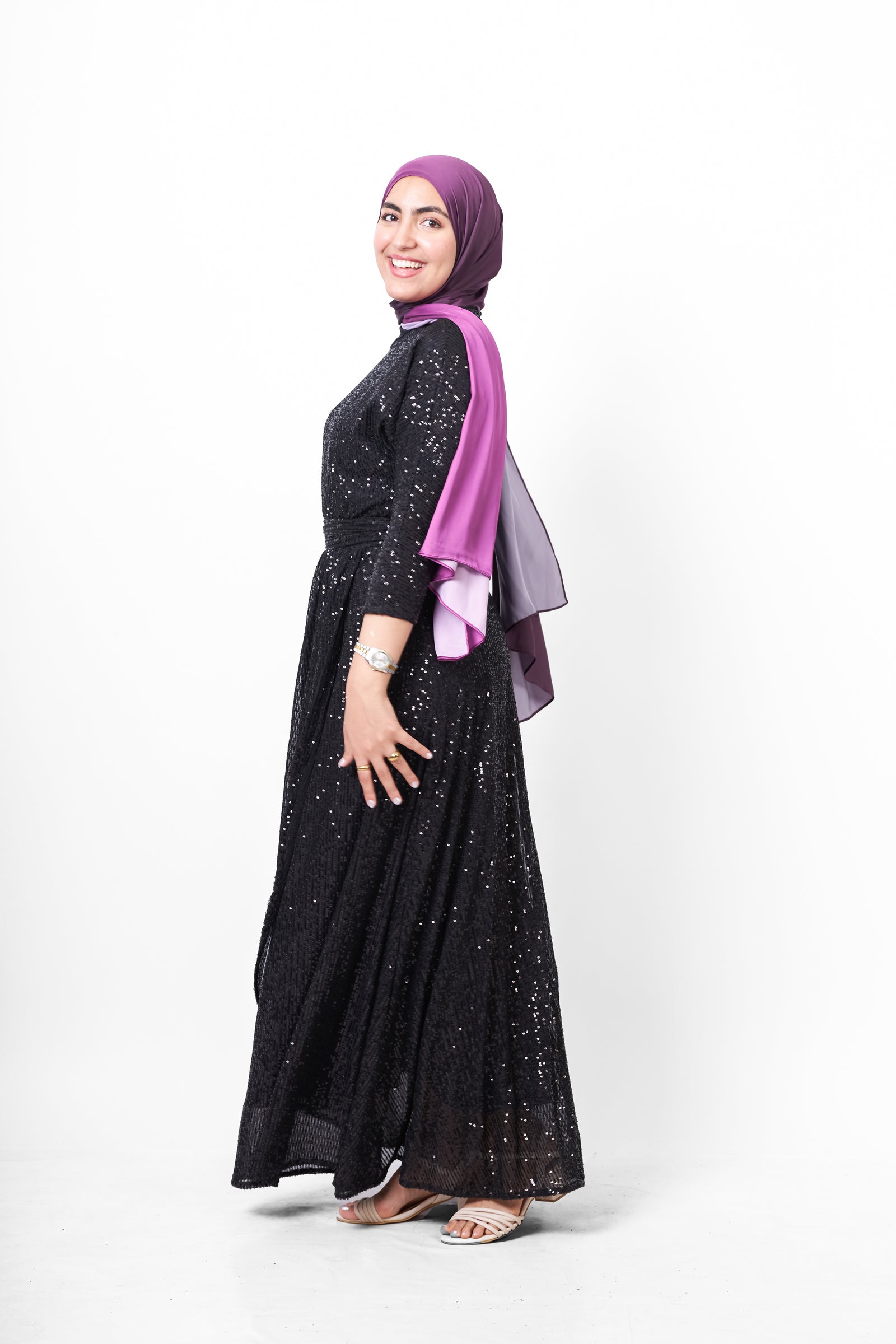 Sequin Soiree Dress - Black