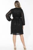 Glow Sequin Wrap Dress - black