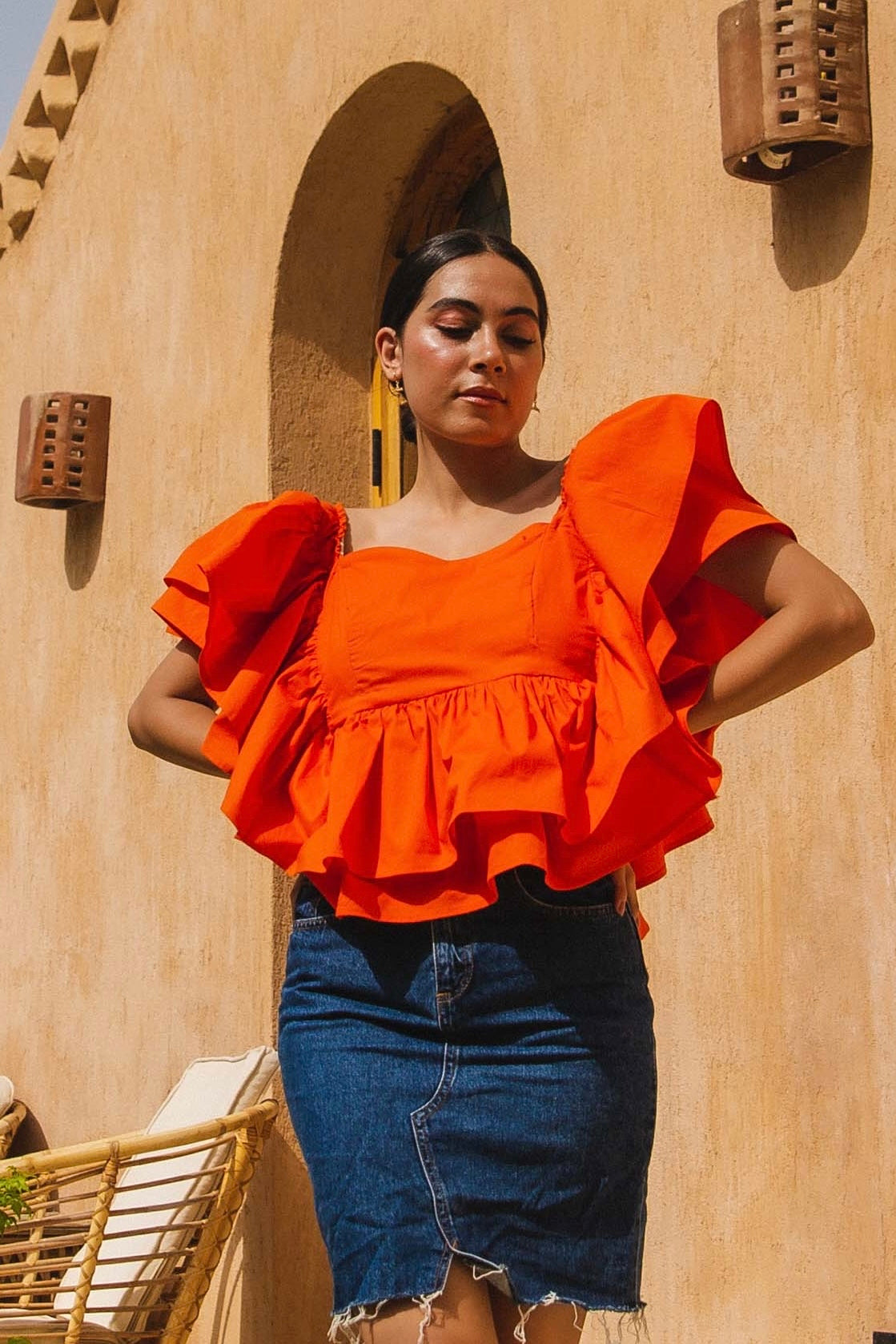 Ruffled poplin top