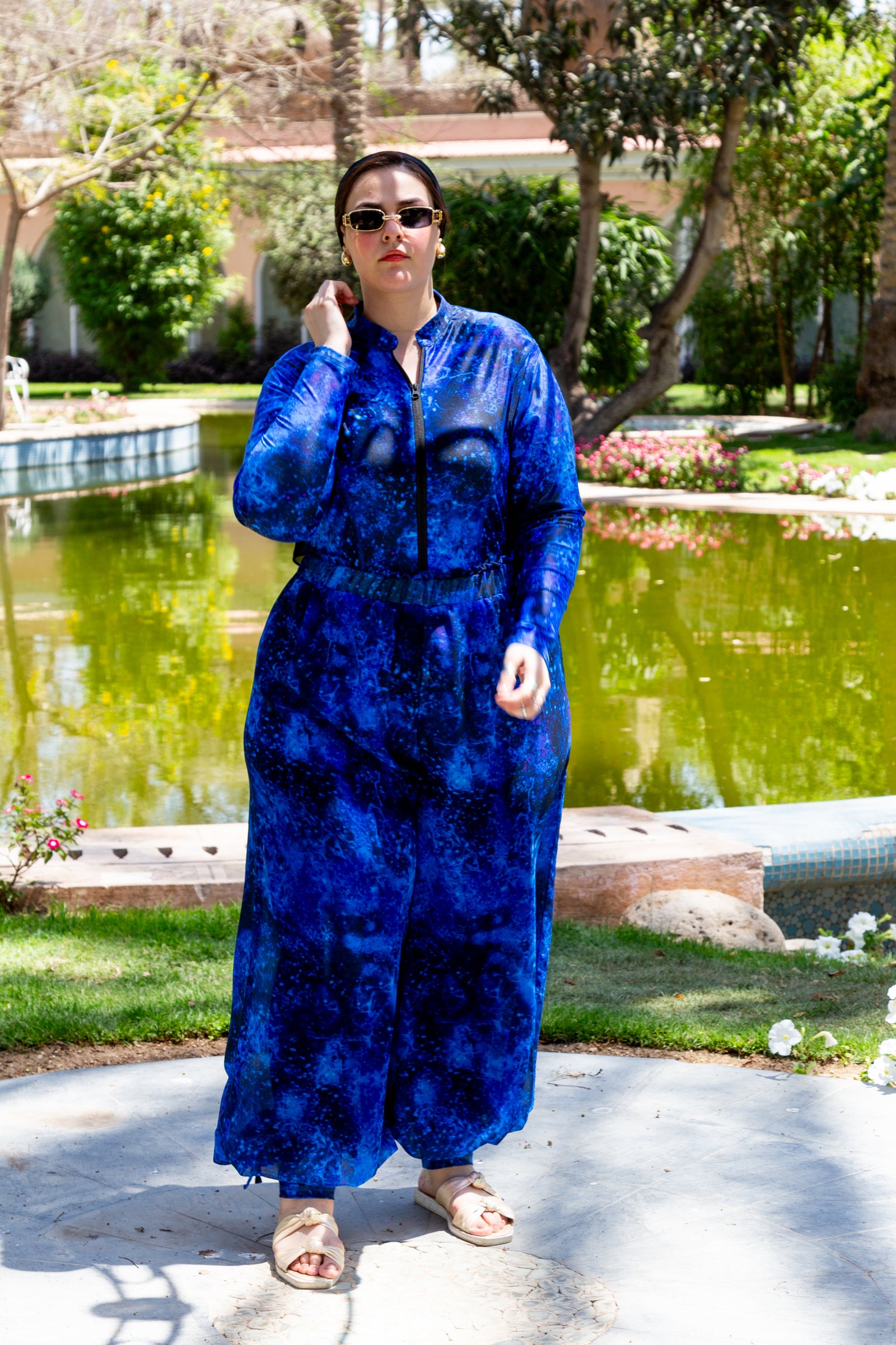 Galaxy Burkini set with cover up - Blue