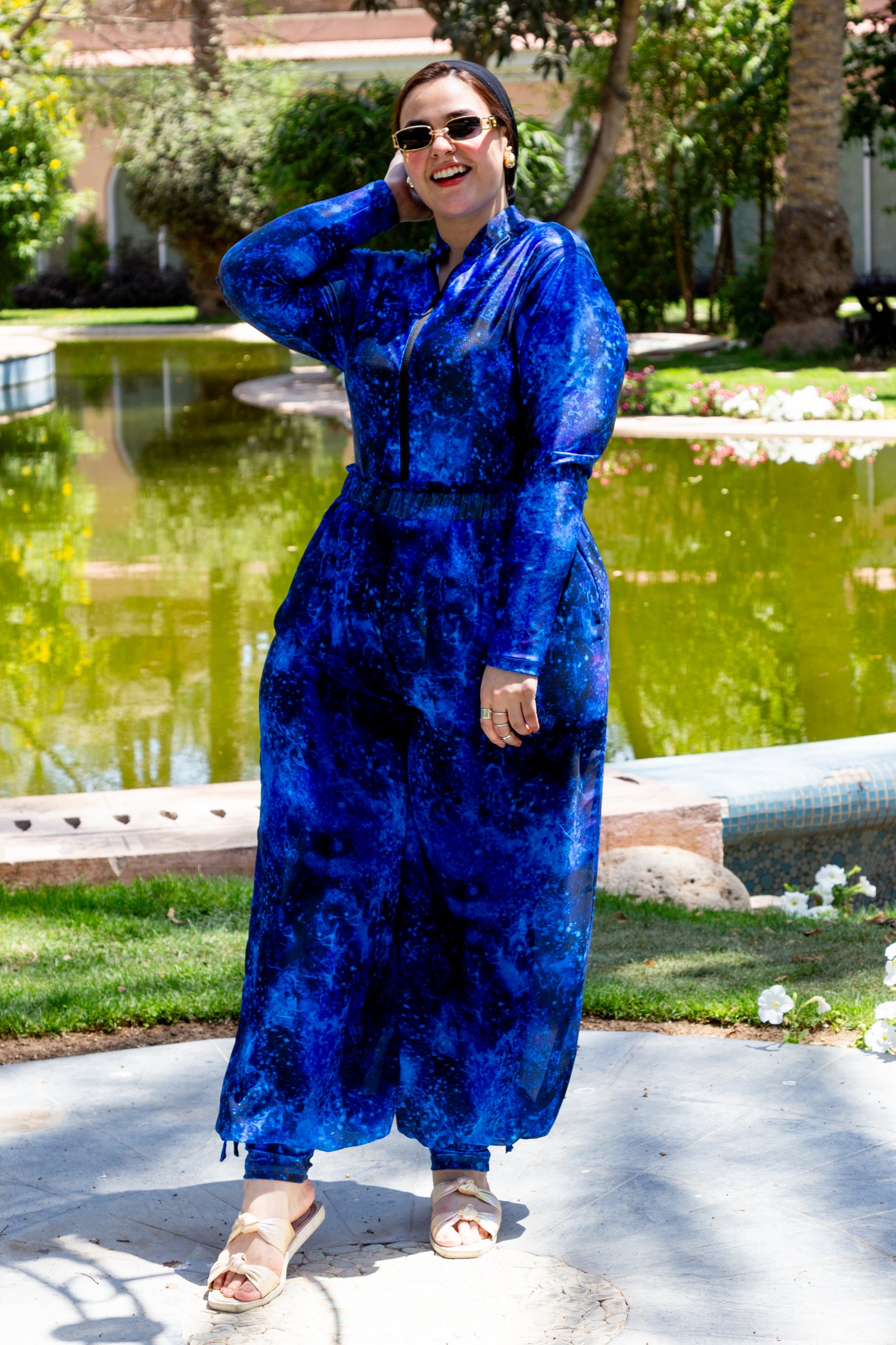 Galaxy Burkini set with cover up - Blue
