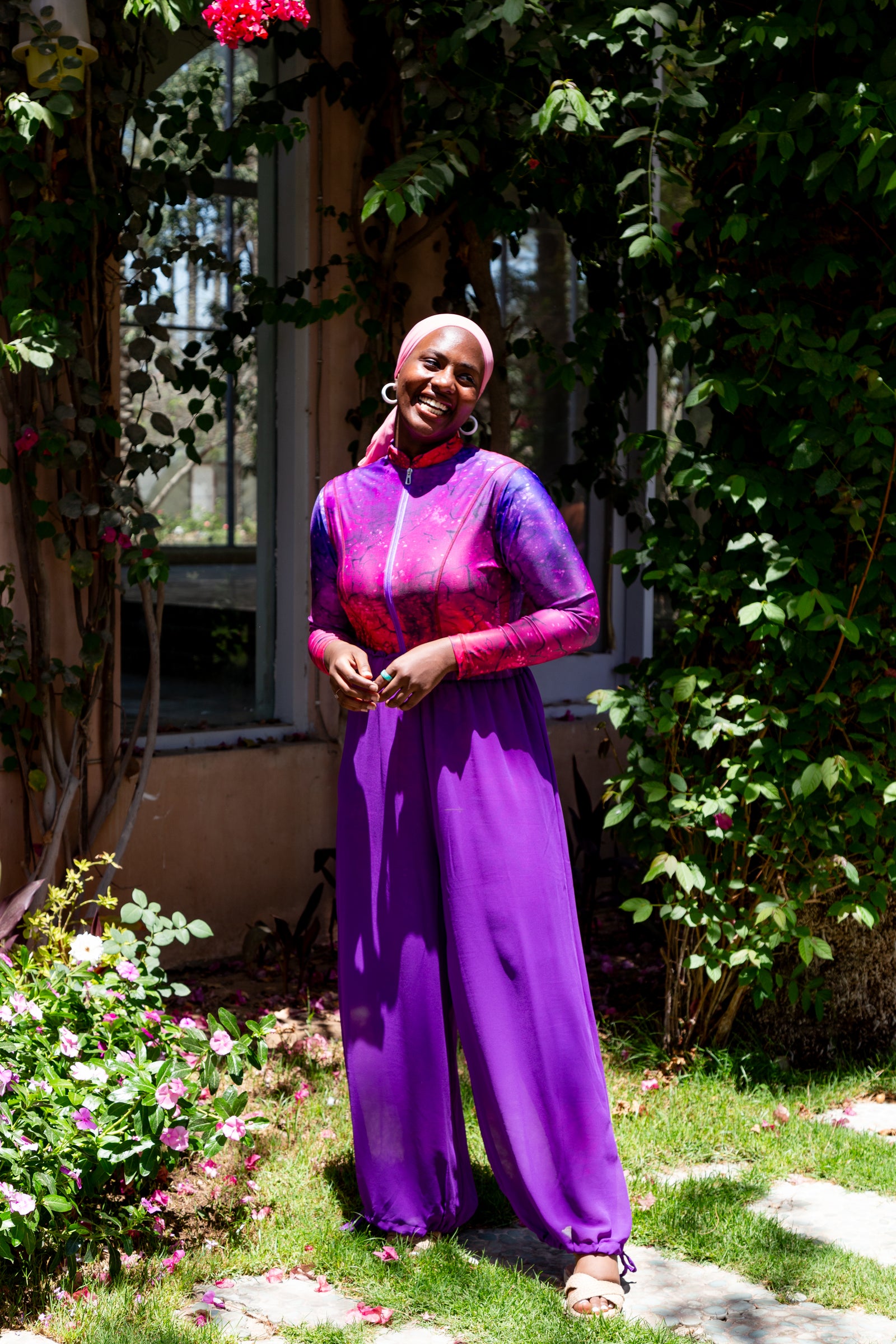 Pink thunder burkini set with cover up - Fuschia