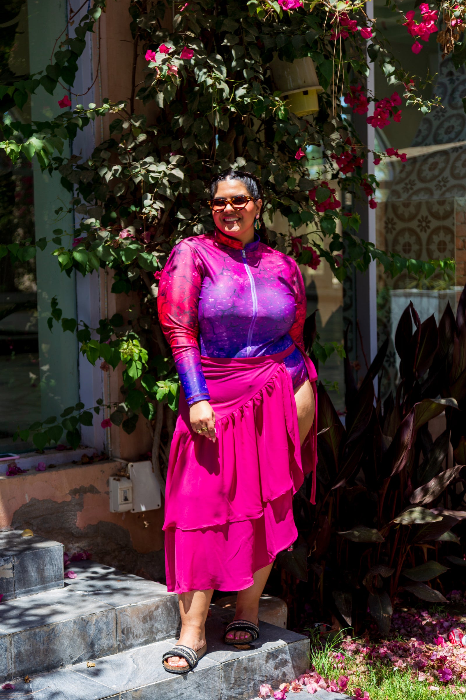 Cherry Chiffon wrap skirt - Fuschia