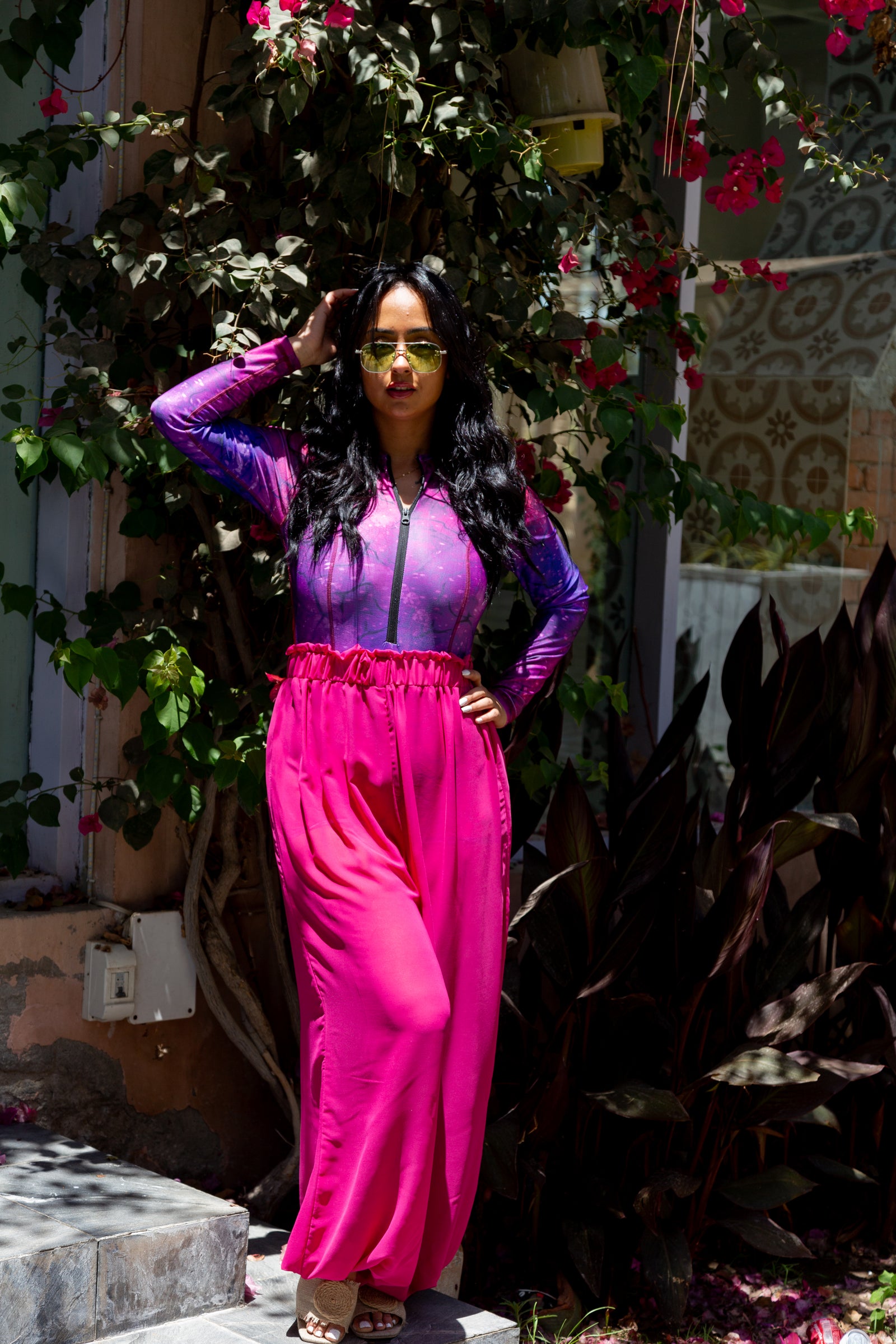 Cherry Chiffon pants - Fuschia