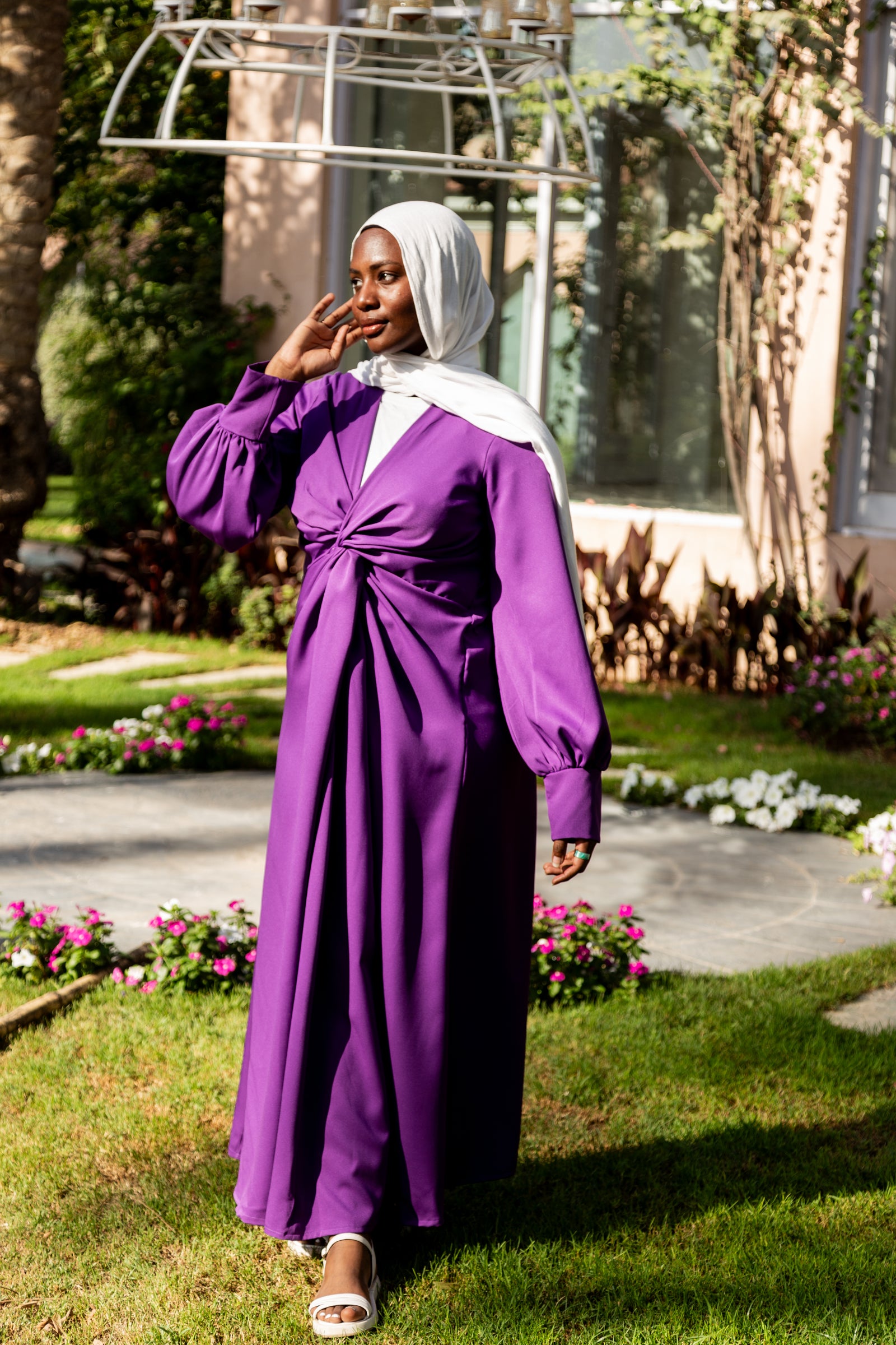 Front Twist Maxi Dress - Purple