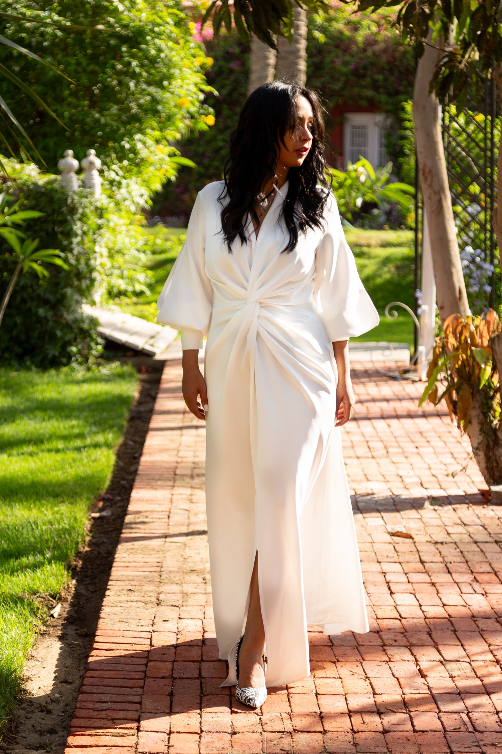 Front Twist Maxi Dress - White