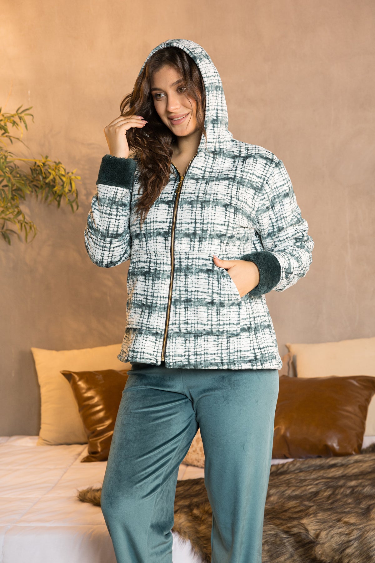 Teal Haven Zip-Up 3-Piece Set