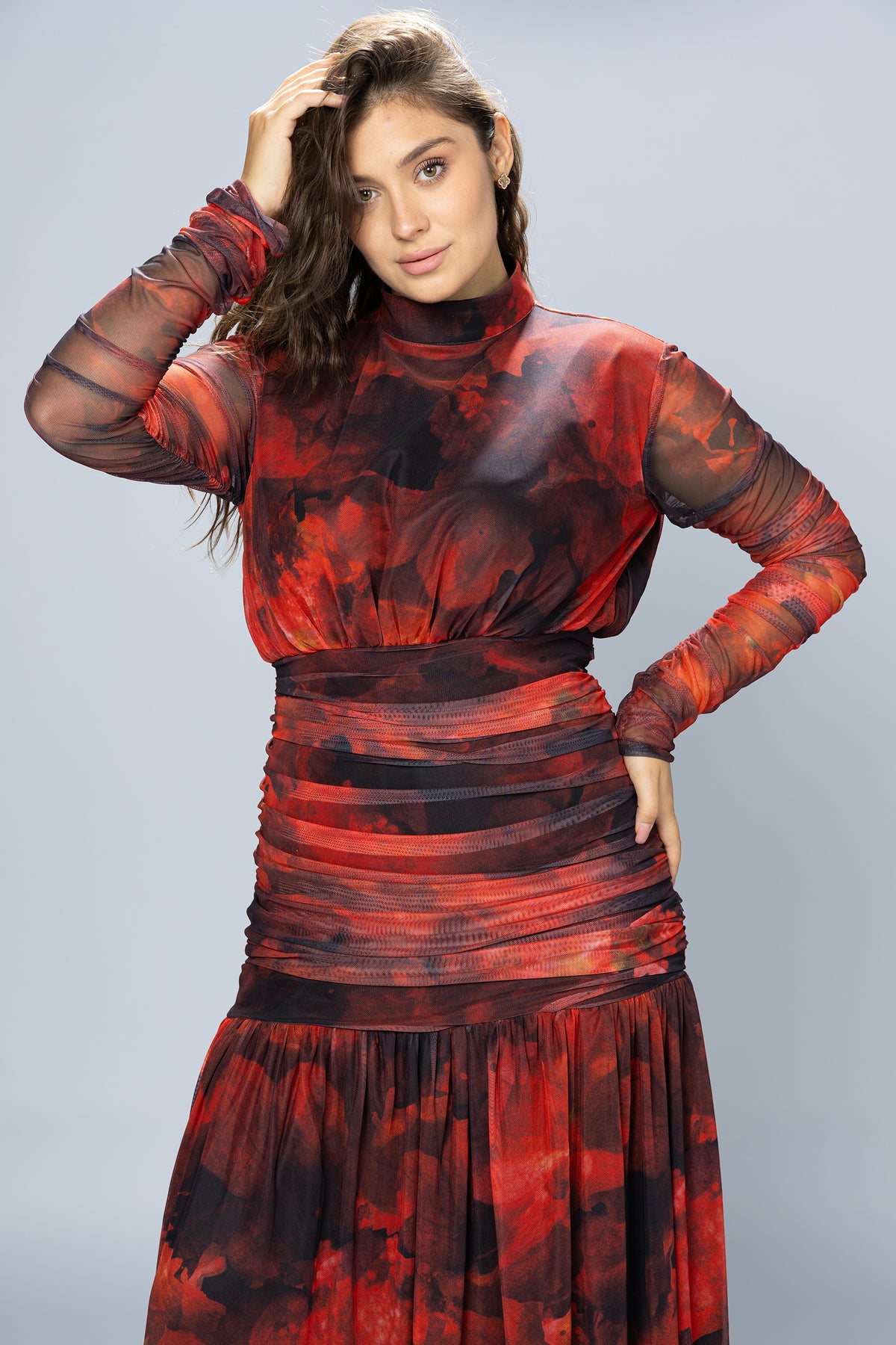 Bloom Ruched Tulle Maxi Dress