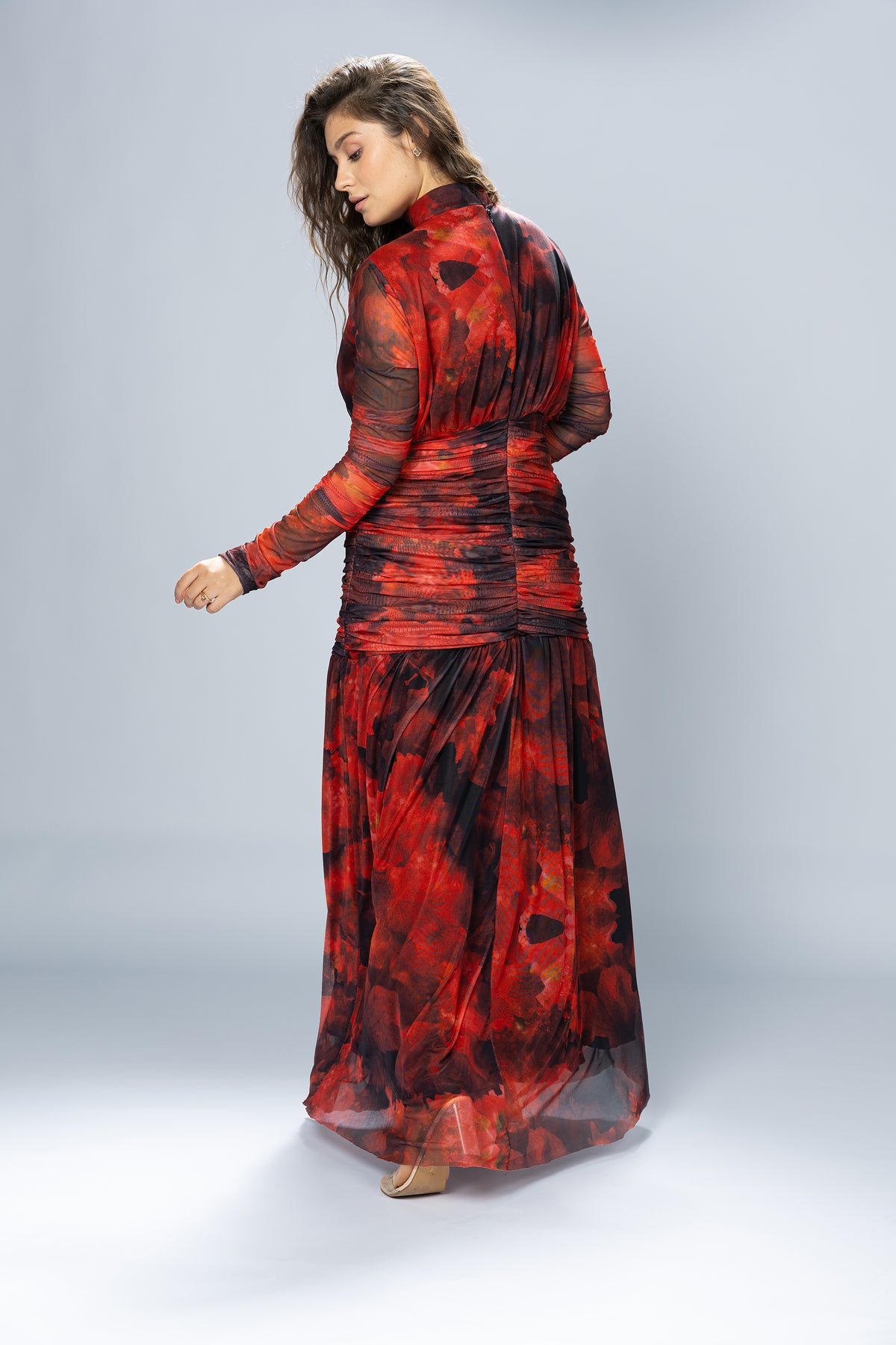 Bloom Ruched Tulle Maxi Dress